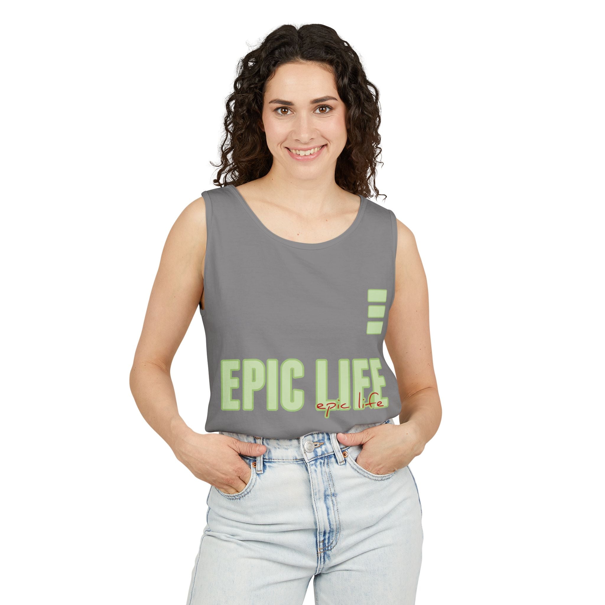 Women's Epic Life Tank Top - Retro Green Graphic Summer Tank