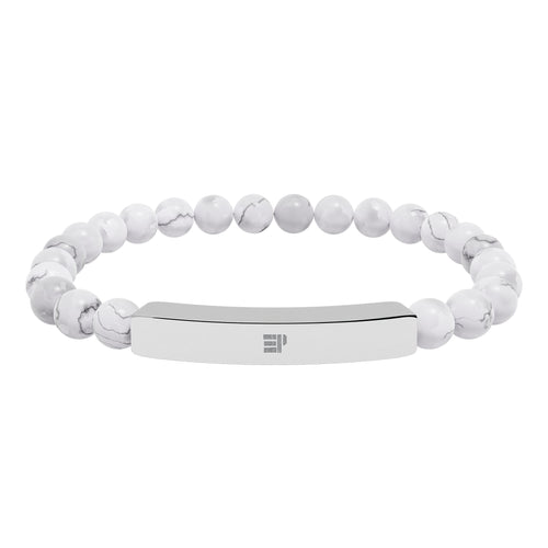 Engravable Natural Stone Bar Bracelet | Stretch Beaded Bracelet