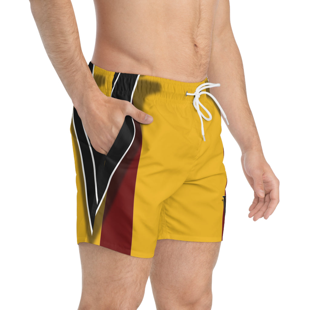 Yellow Varsity Swim Trunks — Retro Athletic Beach Shorts