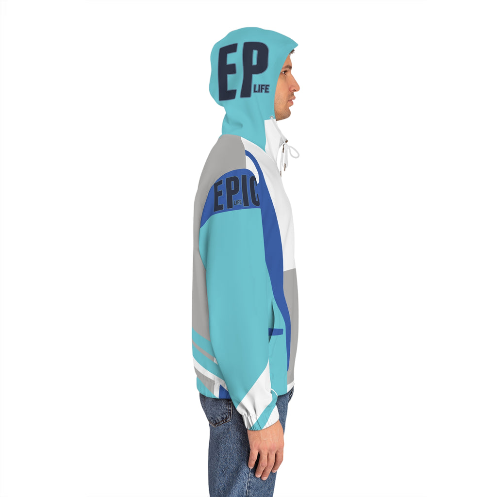 Epic Aqua Geo Full-Zip Hoodie — Men's Athletic Zip-Up