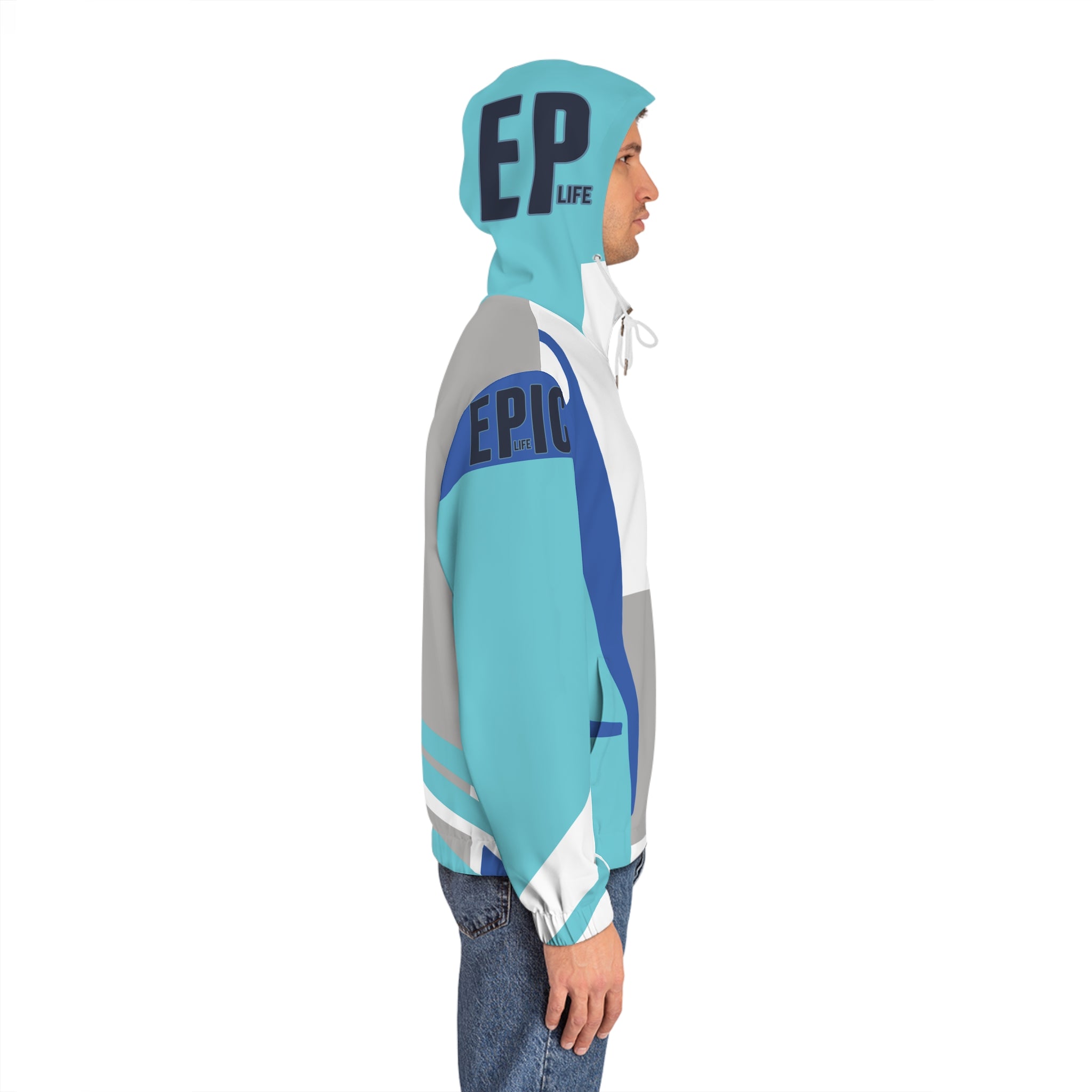 Epic Aqua Geo Full-Zip Hoodie — Men's Athletic Zip-Up