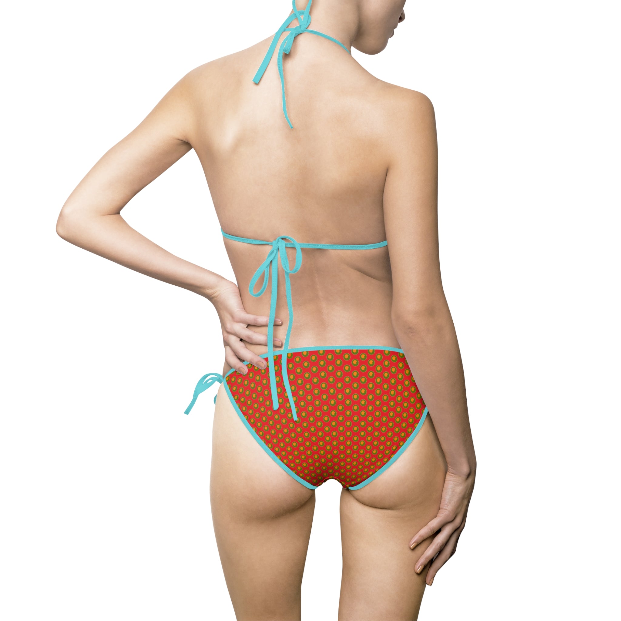 Retro Fruit Dot Bikini — Orange & Green Polka Dot Women's Swimsuit