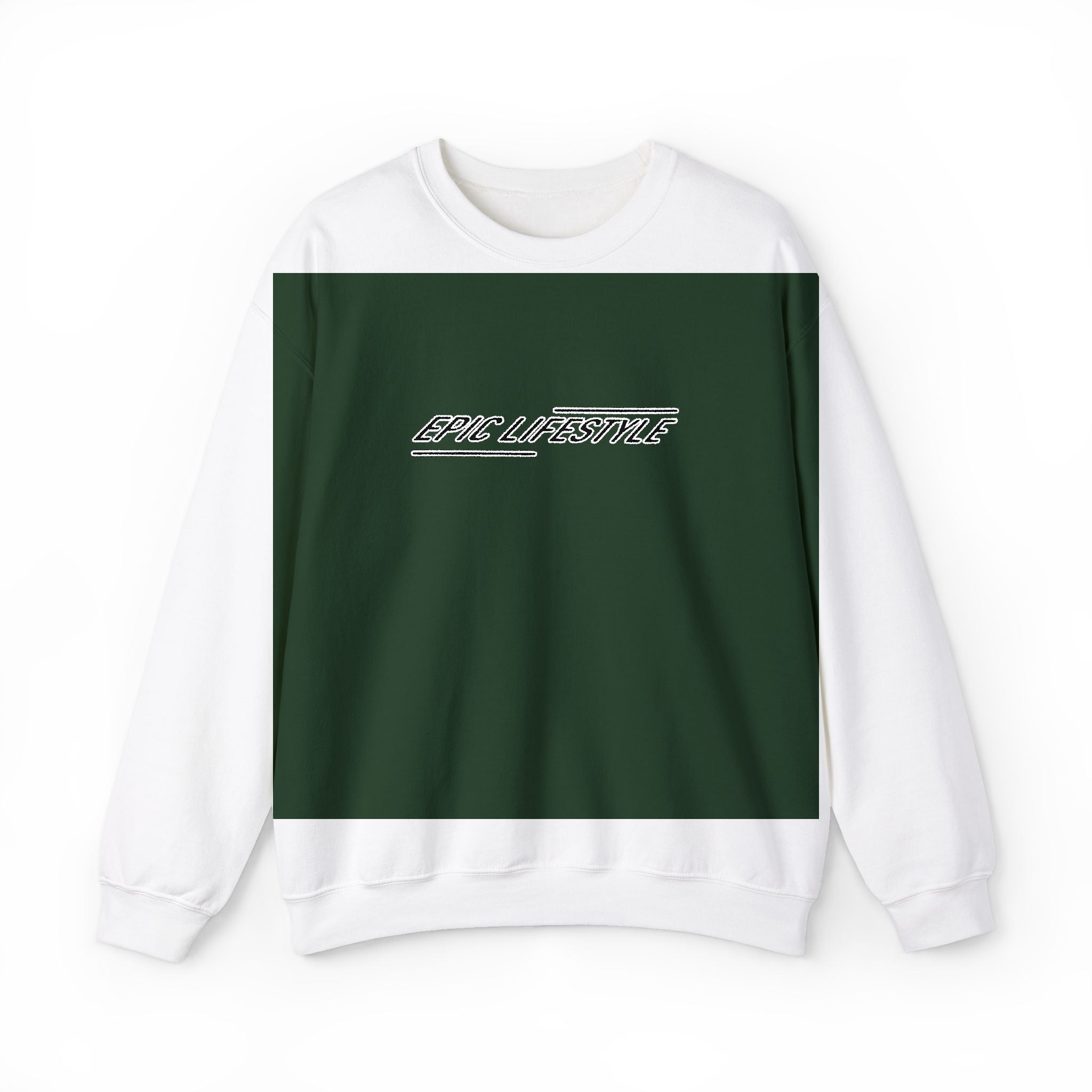 Men’s Epic Lifestyle Crewneck Sweatshirt — White "and everything" Center Logo