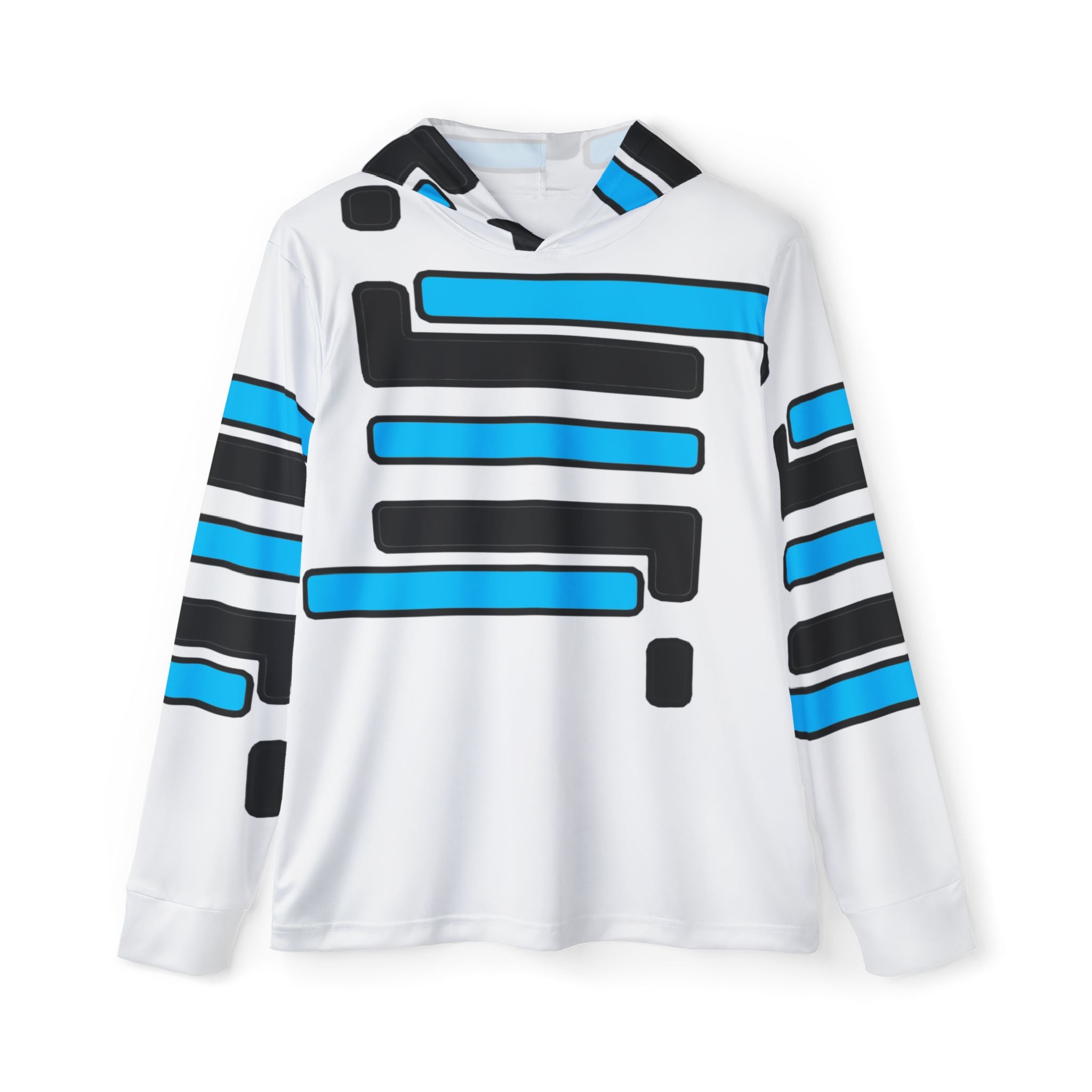 Abstract Blue Stripe Sports Hoodie — Men's Athletic Warmup Hoodie