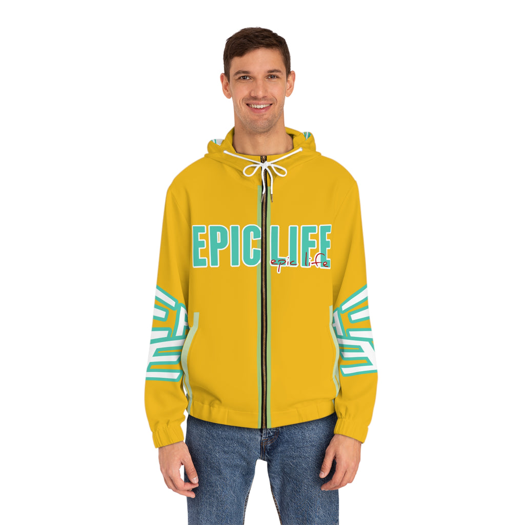 Epic Life Yellow Full-Zip Hoodie — Bold Graphic Streetwear