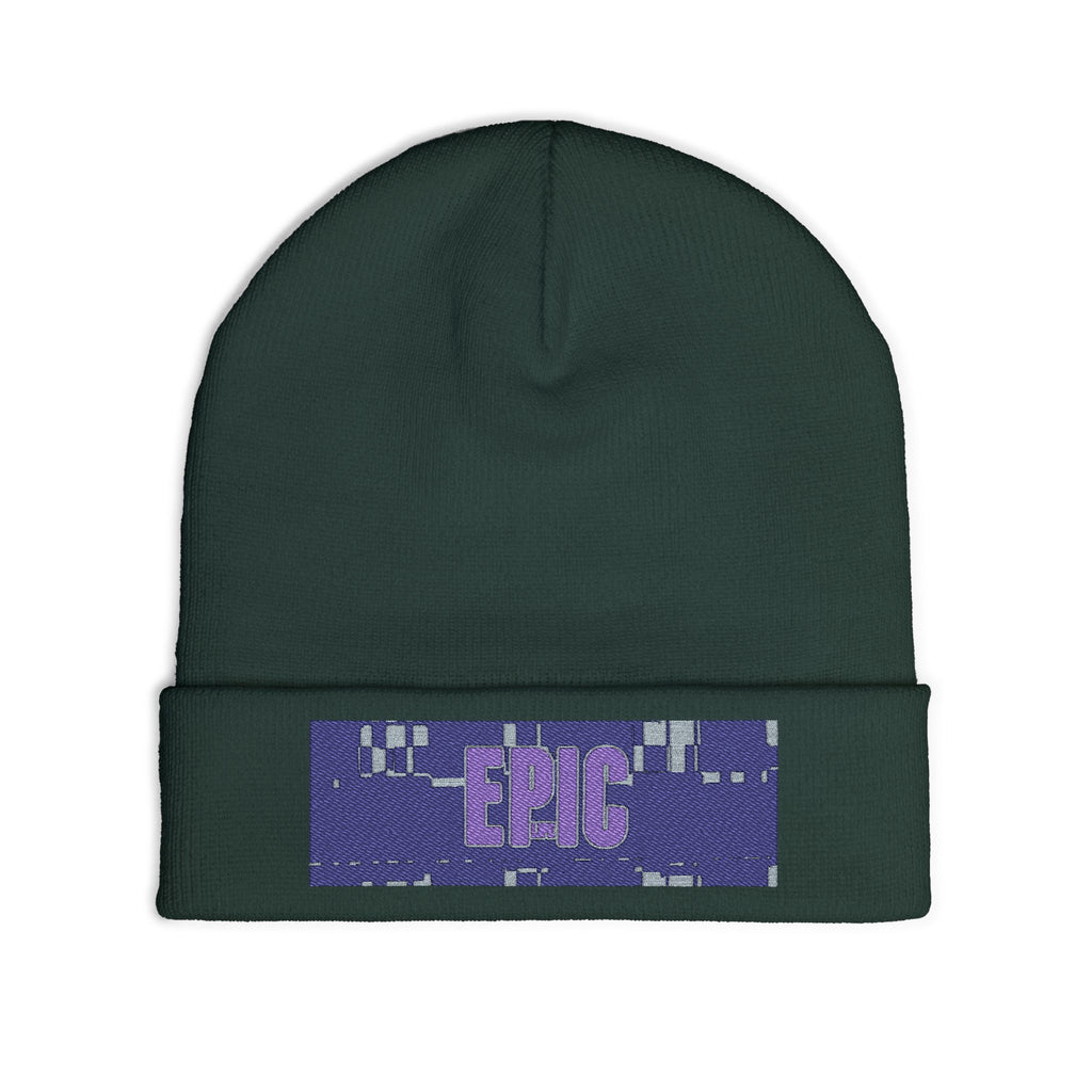 Embroidered 'EPIC' Knit Beanie - Winter Streetwear Cuffed Hat