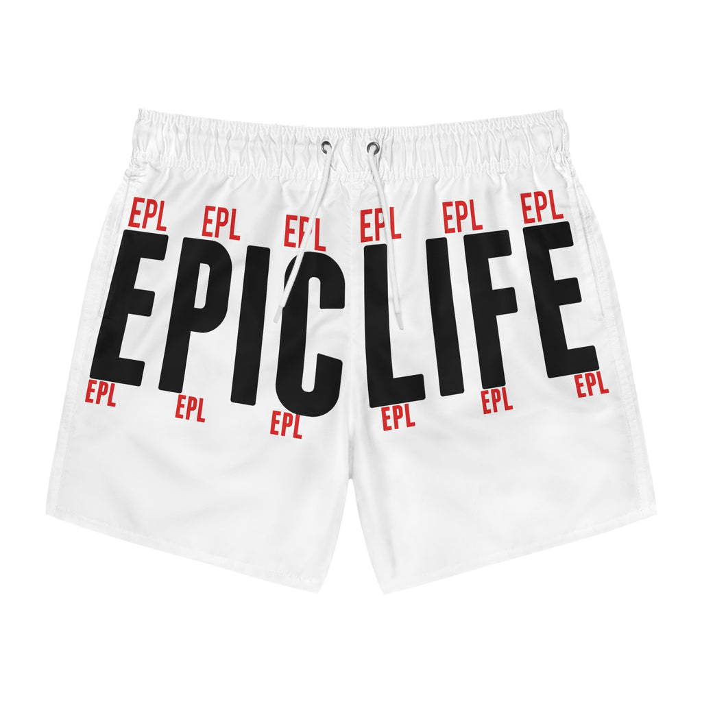 Epic Life Swim Trunks – Bold 'EPICLIFE' Print All-Over Swim Shorts