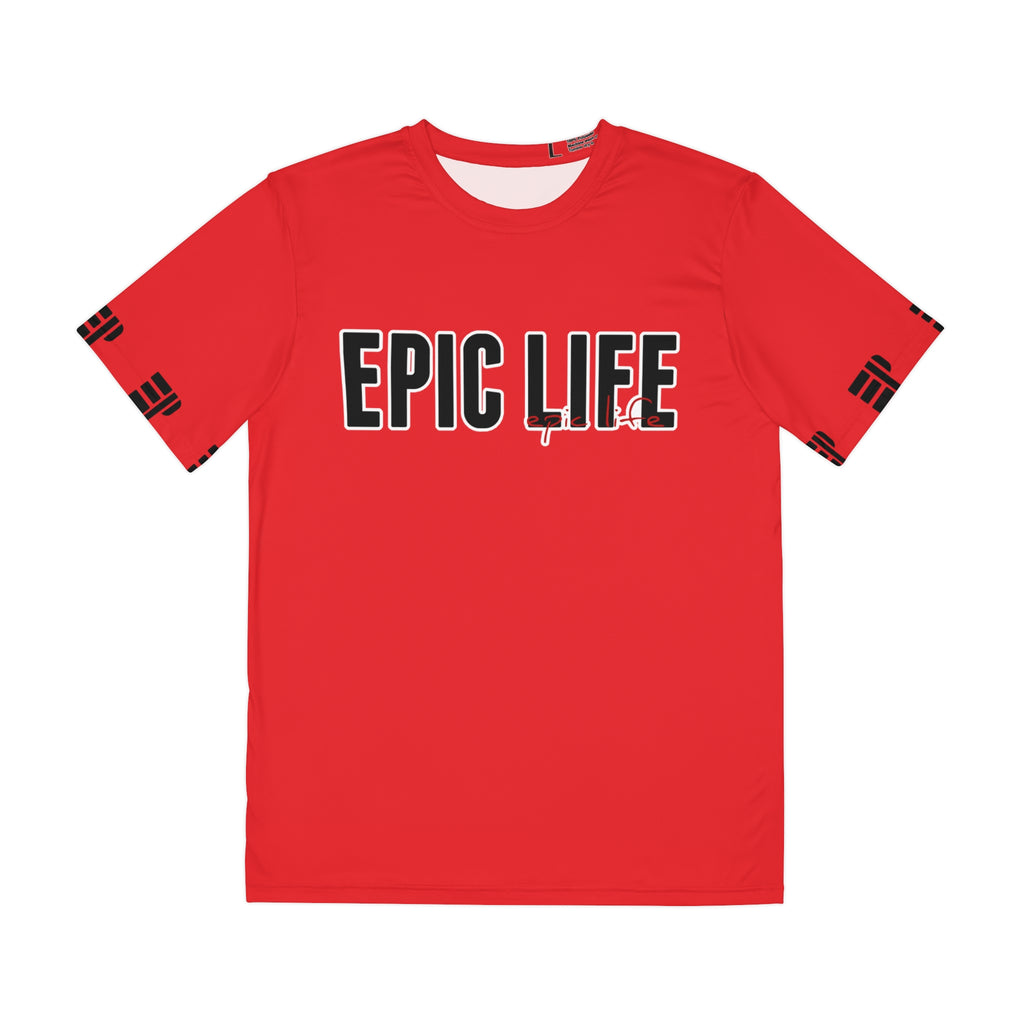 Epic Life Graphic Tee — Bold Red Men's Polyester Shirt