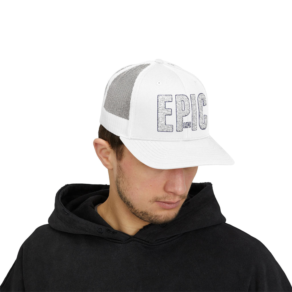 EPIC Trucker Cap — Distressed Bold Logo Snapback Hat