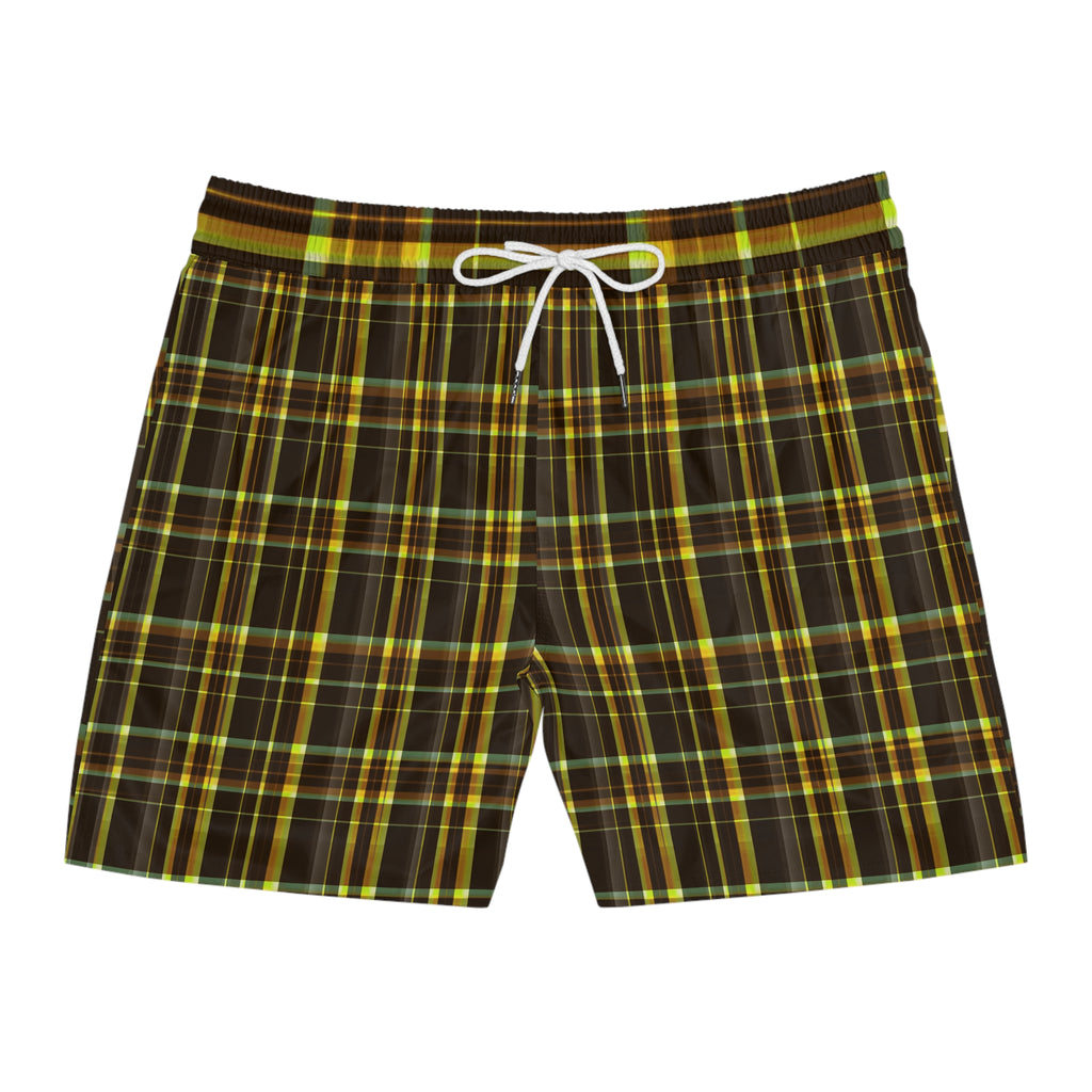 Men's Plaid Swim Shorts - Stylish Beachwear for Summer, Great for Pool Parties, Vacation, Gifts, Casual Summer Outfits, AOP Design