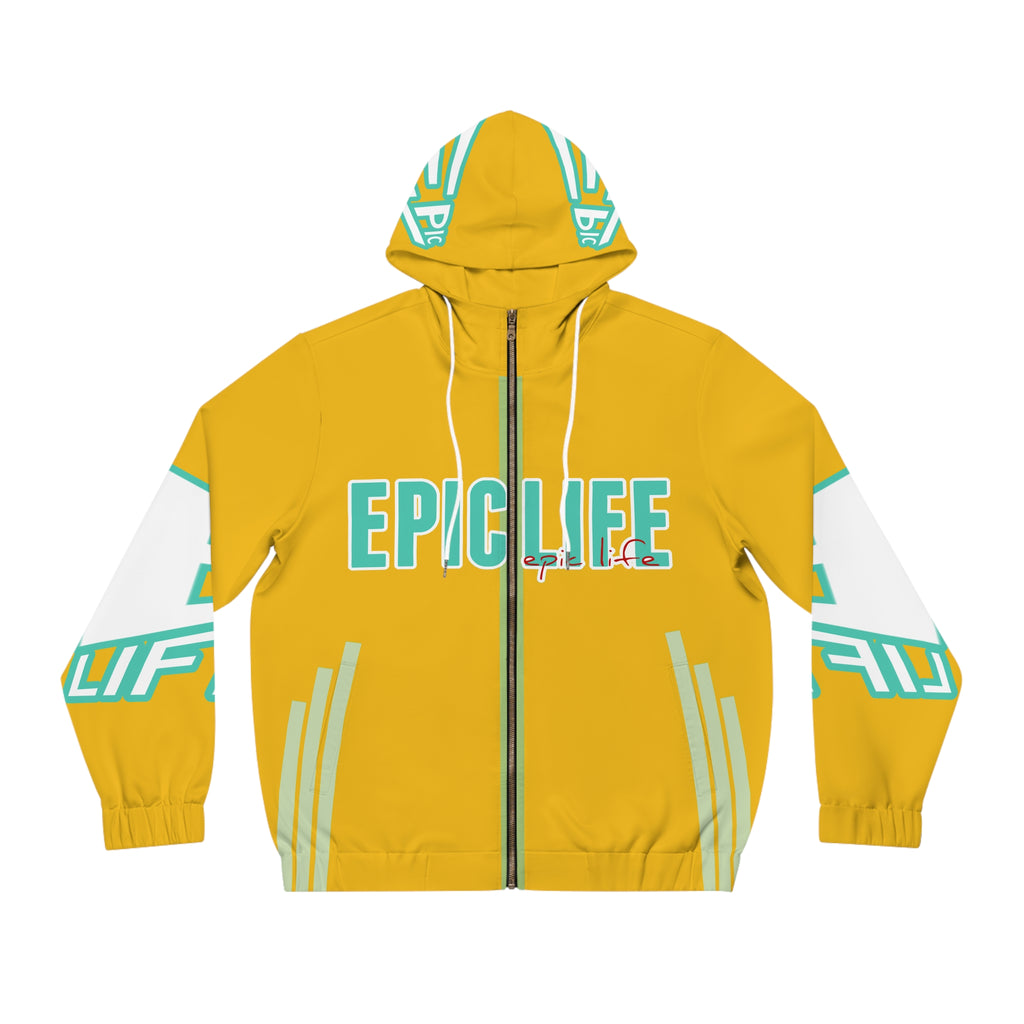 Epic Life Yellow Full-Zip Hoodie — Bold Graphic Streetwear