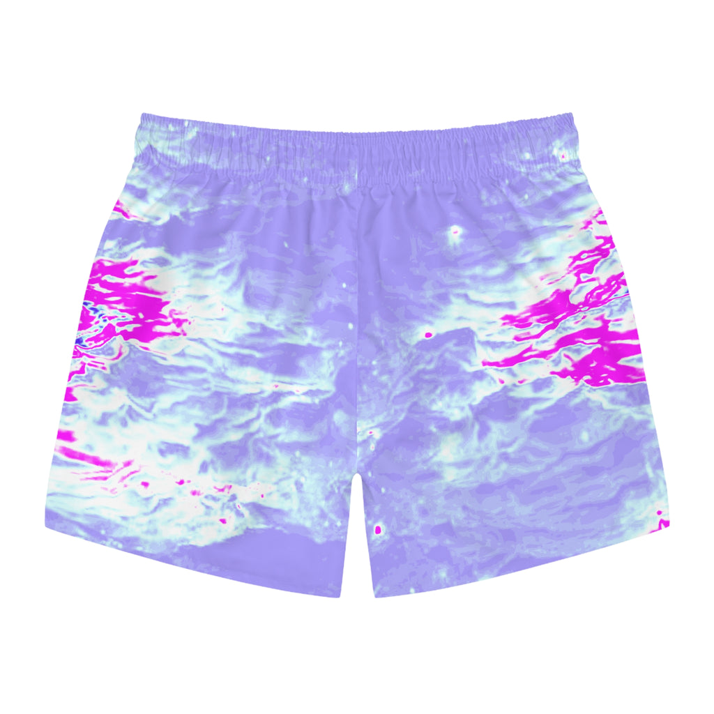 Pastel Watercolor Swim Trunks — Lavender & Hot Pink All-Over Print