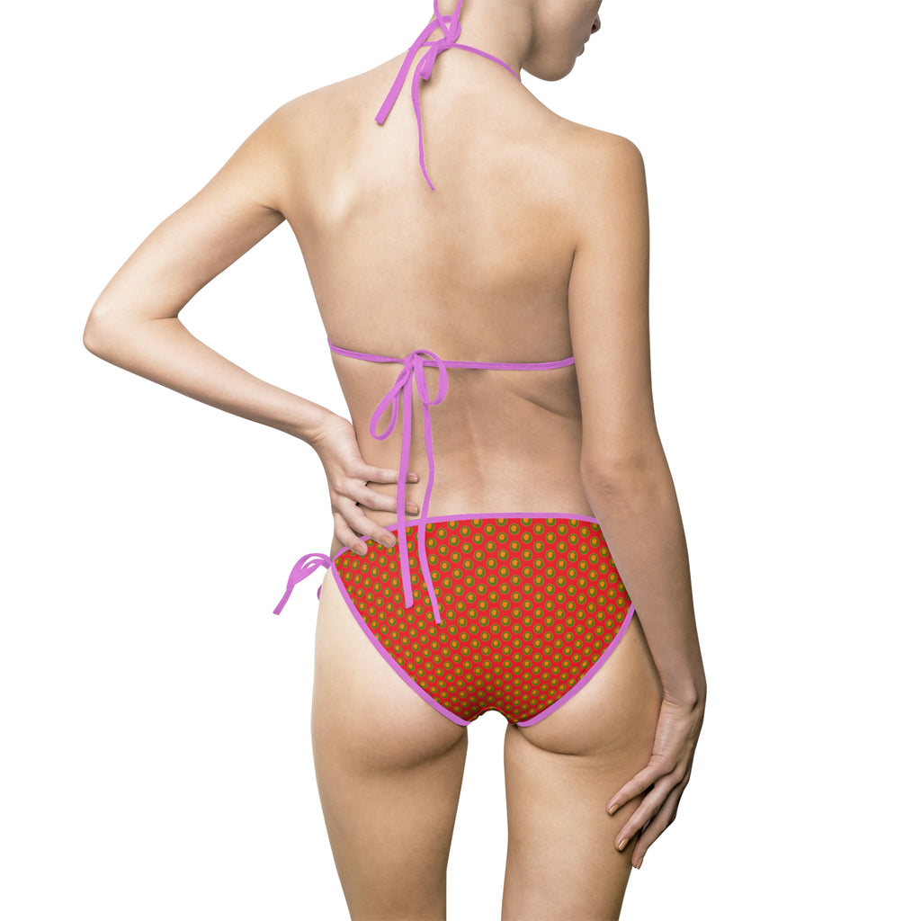 Retro Fruit Dot Bikini — Orange & Green Polka Dot Women's Swimsuit
