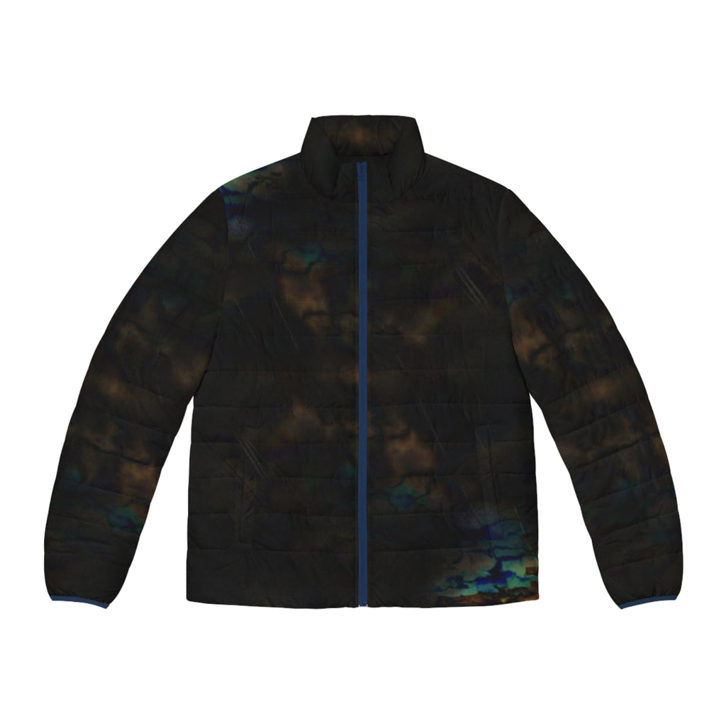 Men's Iridescent Cloud Puffer Jacket — Dark Moody All-Over Print