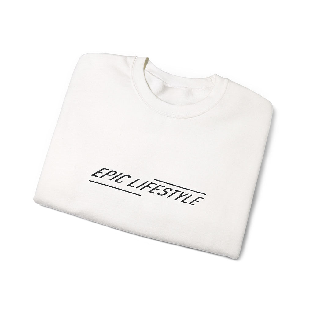 Men’s Epic Lifestyle Crewneck Sweatshirt — White "and everything" Center Logo