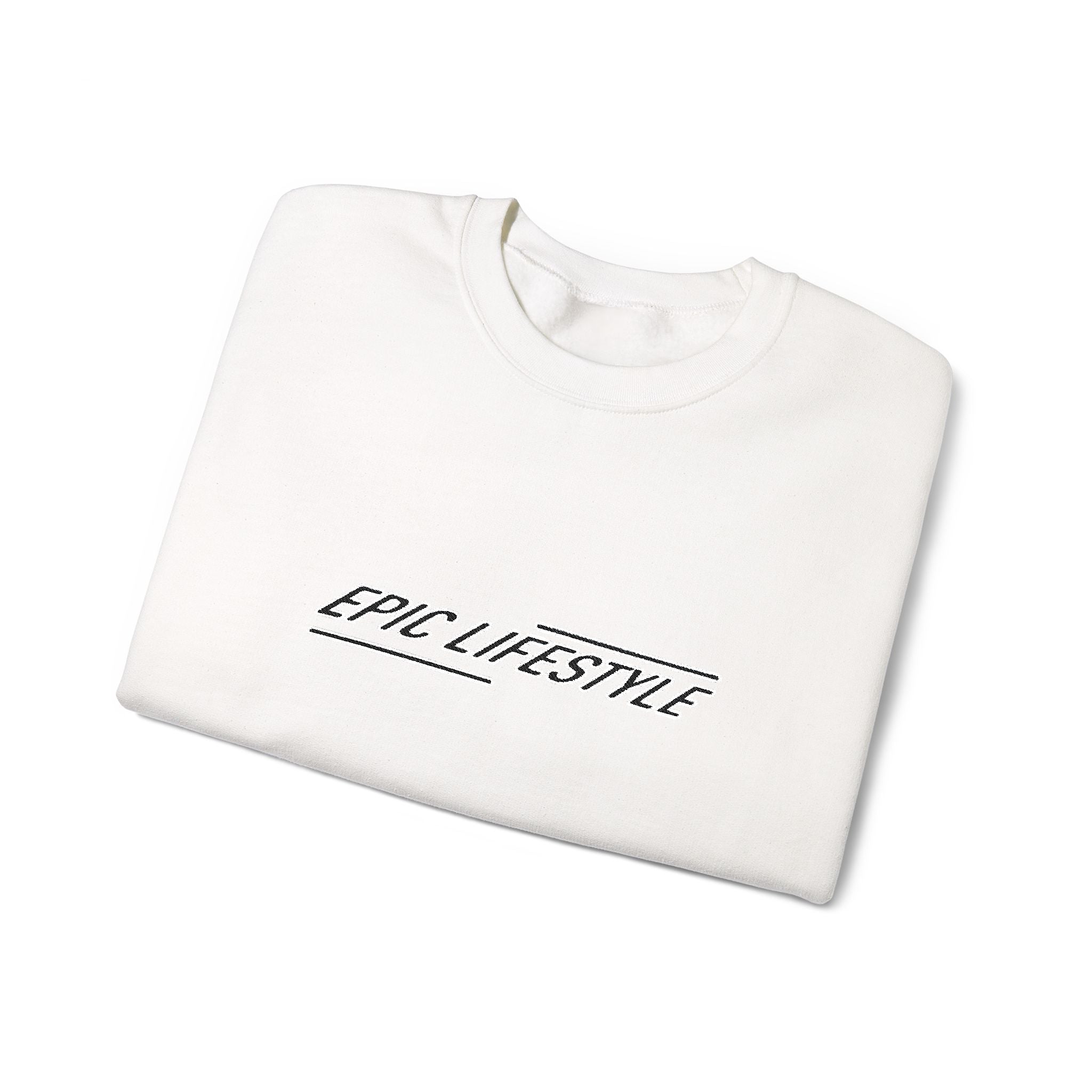 Men’s Epic Lifestyle Crewneck Sweatshirt — White "and everything" Center Logo