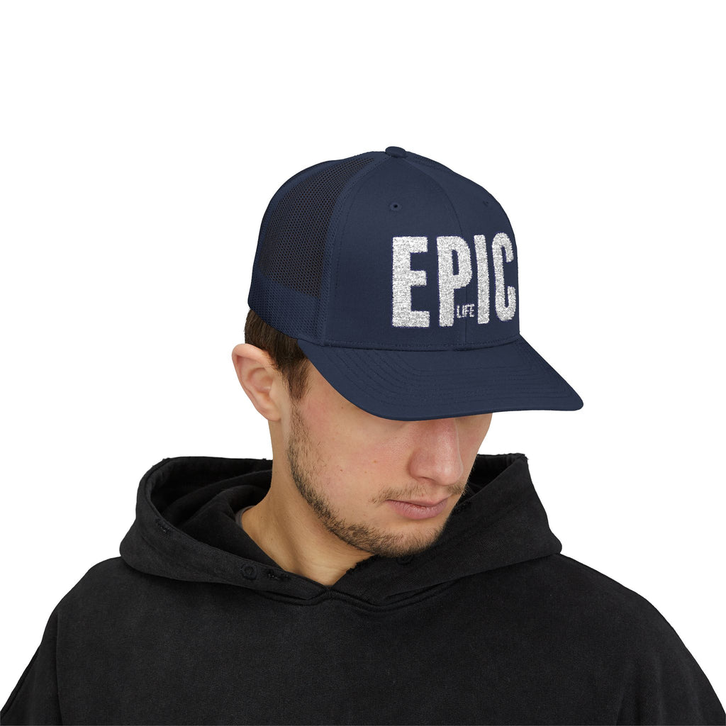 EPIC Trucker Cap — Distressed Bold Logo Snapback Hat