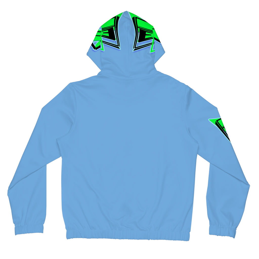 Epic Life Women’s Full-Zip Hoodie — Blue Graphic Zip-Up with Green Accent Hood