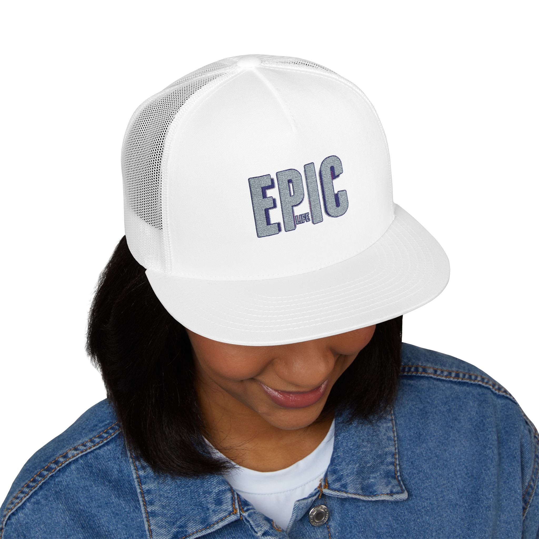 Epic Embroidered 5 Panel Trucker Cap, Cool Hats for Women, Casual Style, Gifts for Dad, Outdoor Adventures, Summer Fashion