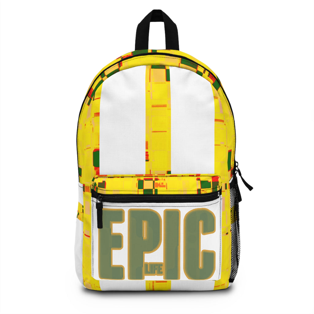 Epic Life Yellow Pixel Backpack — Bold Graphic School & Travel Bag