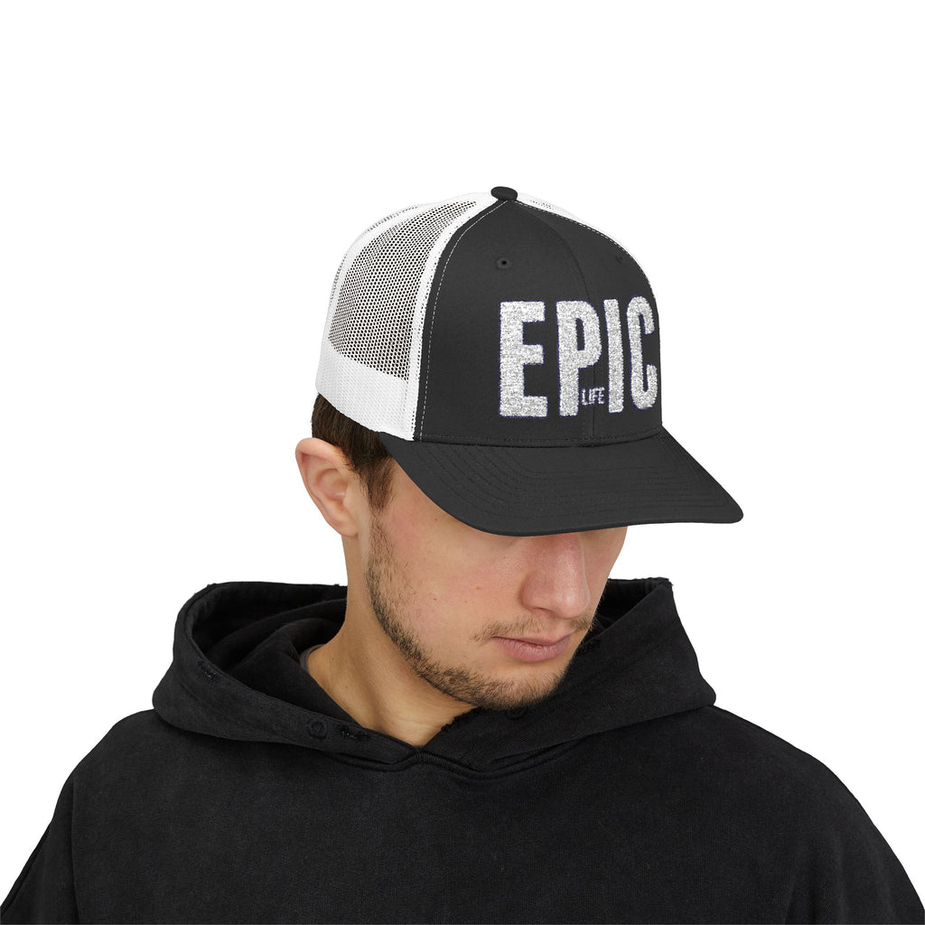 EPIC Trucker Cap — Distressed Bold Logo Snapback Hat
