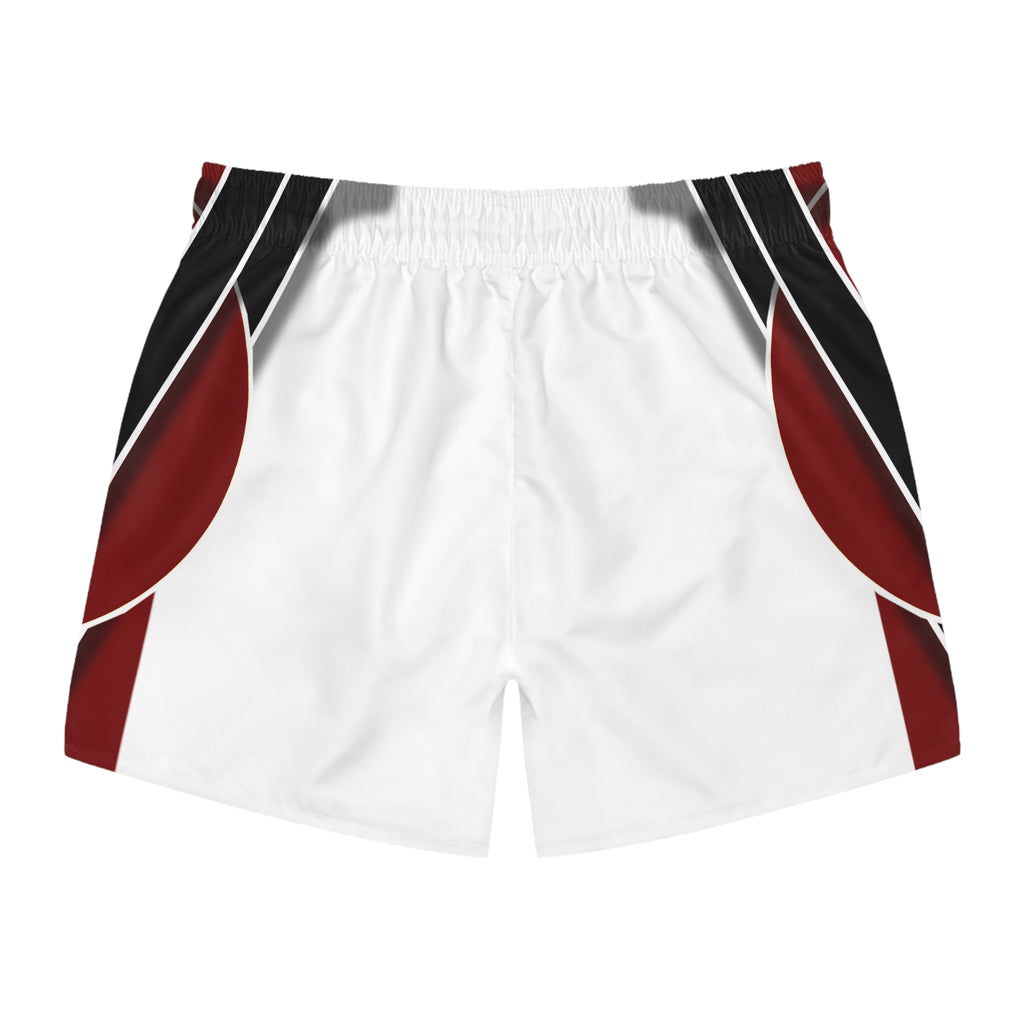 Men's Athletic Swim Trunks — Red & Black Geometric Design (AOP)