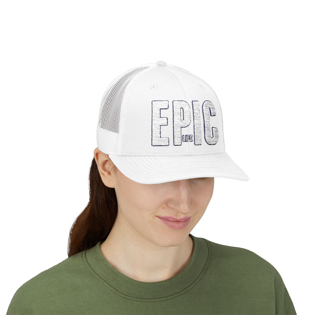 EPIC Snapback Trucker Cap — Distressed Bold Logo Mesh Hat