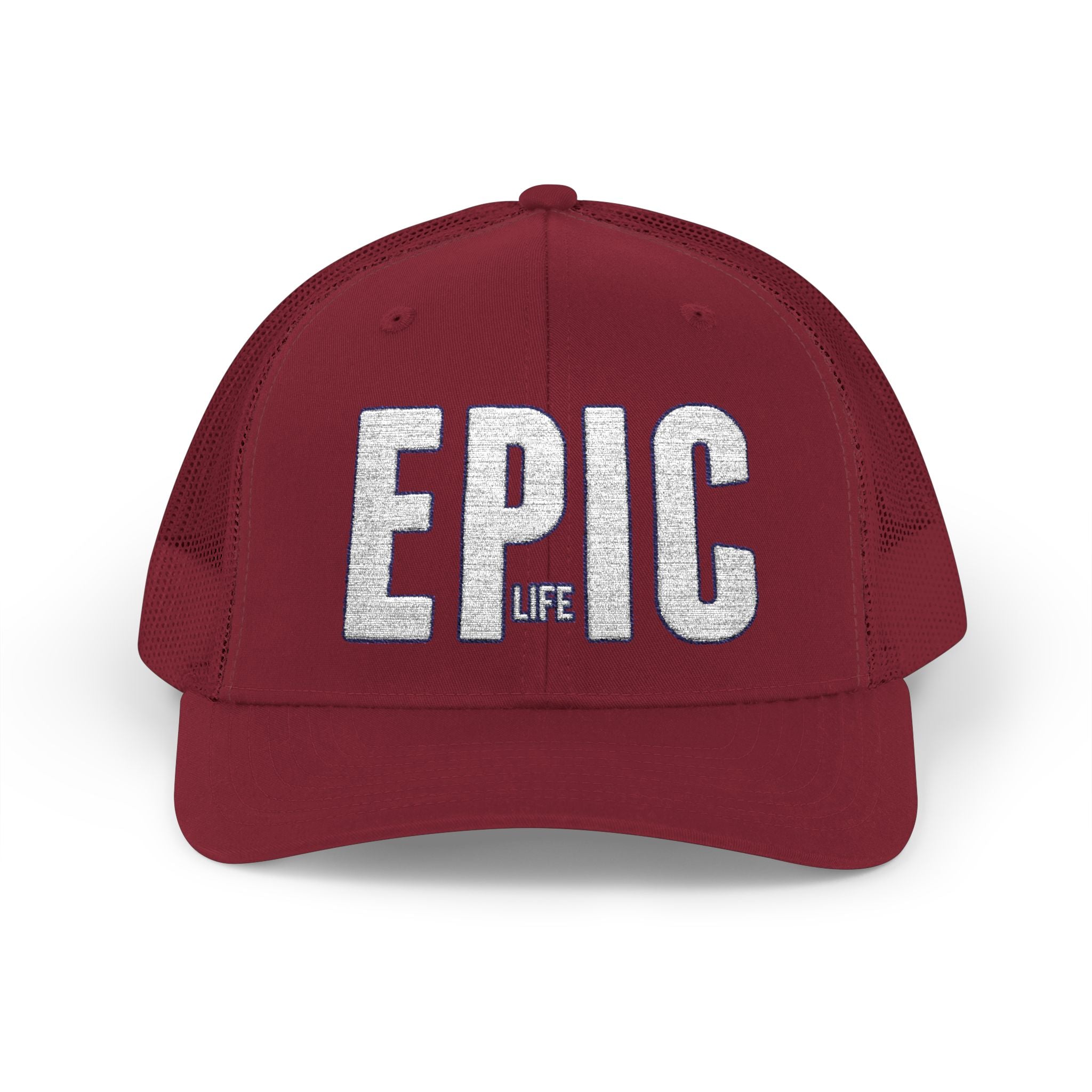 EPIC Snapback Trucker Cap — Distressed Bold Logo Mesh Hat