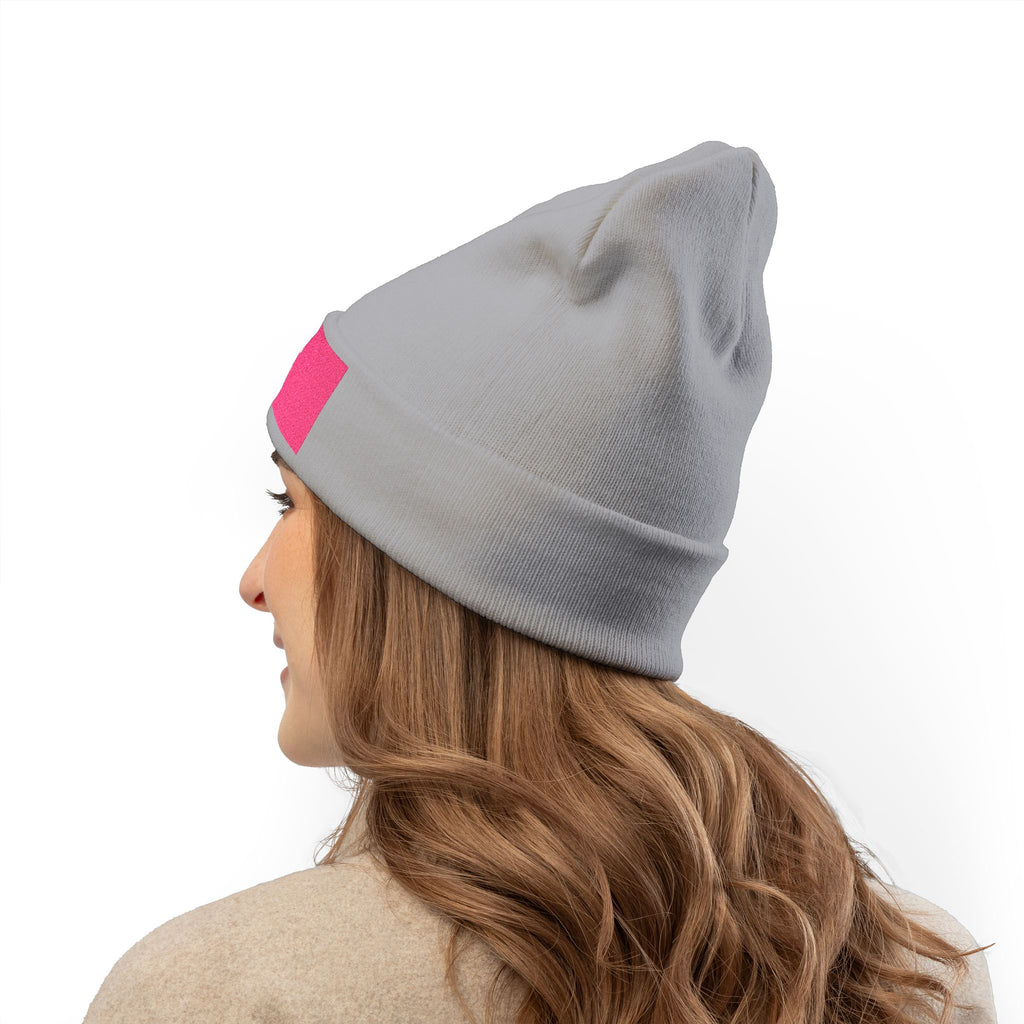 Embroidered 'EPIC' Knit Beanie - Pink Patch Winter Hat