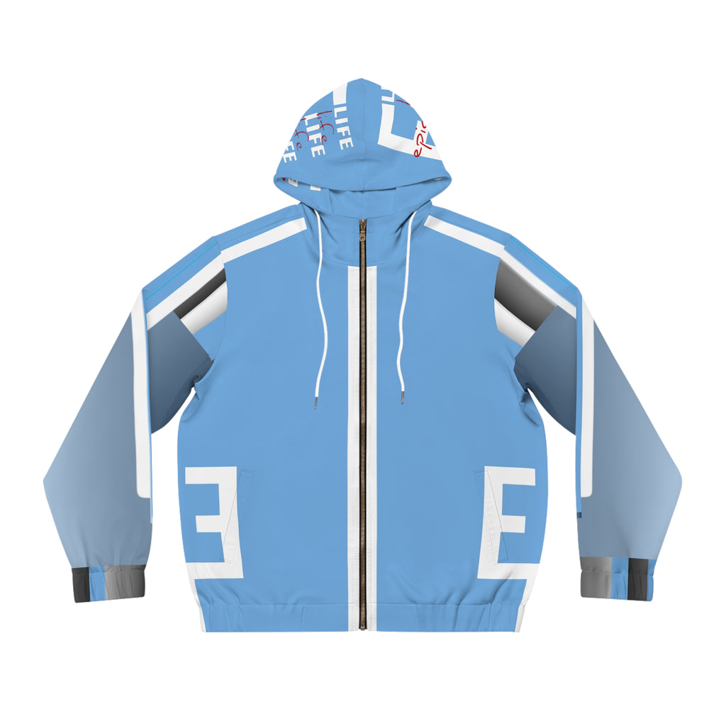 Light Blue 'EPIC LIFE' Men's Full-Zip Hoodie — All-Over Print