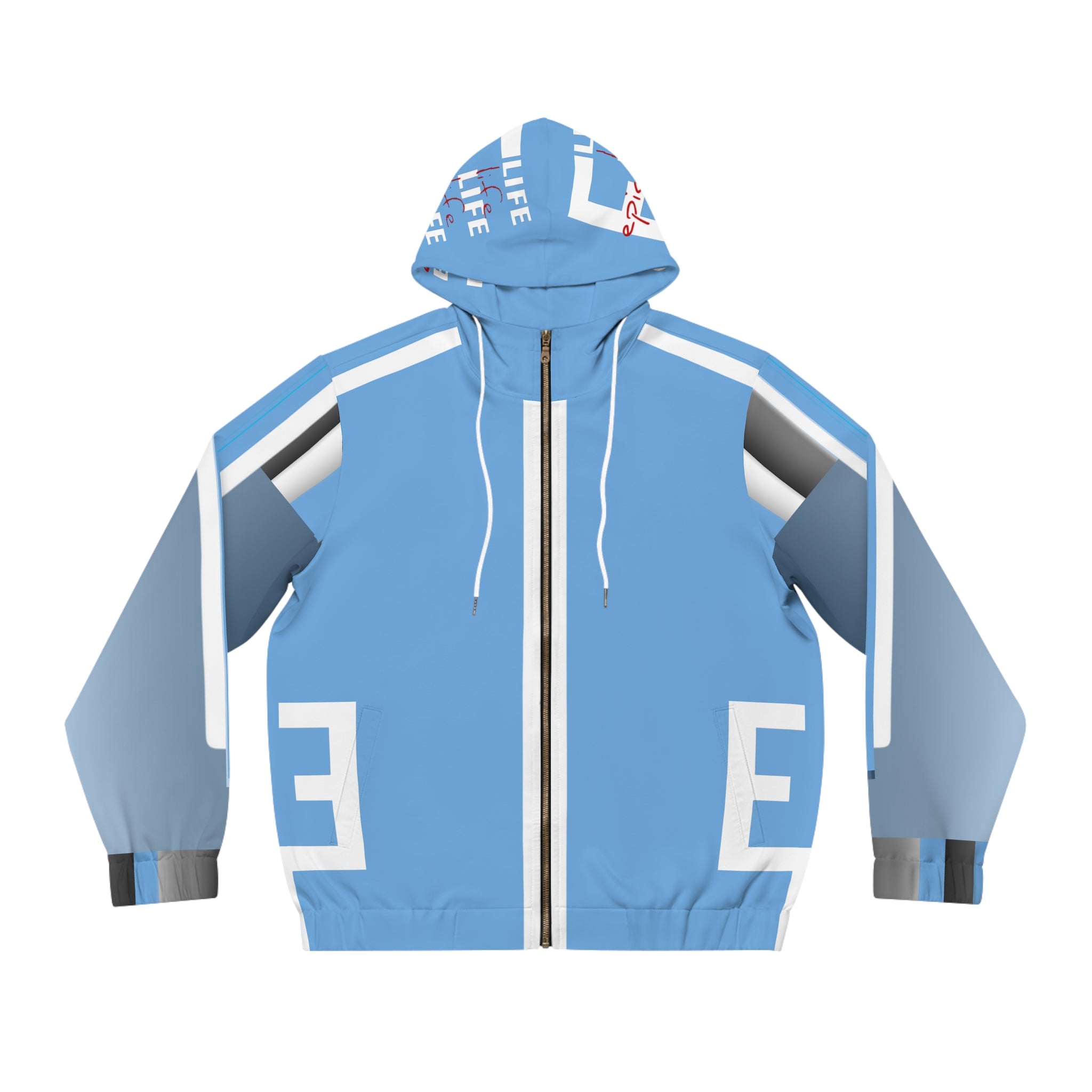 Light Blue 'EPIC LIFE' Men's Full-Zip Hoodie — All-Over Print