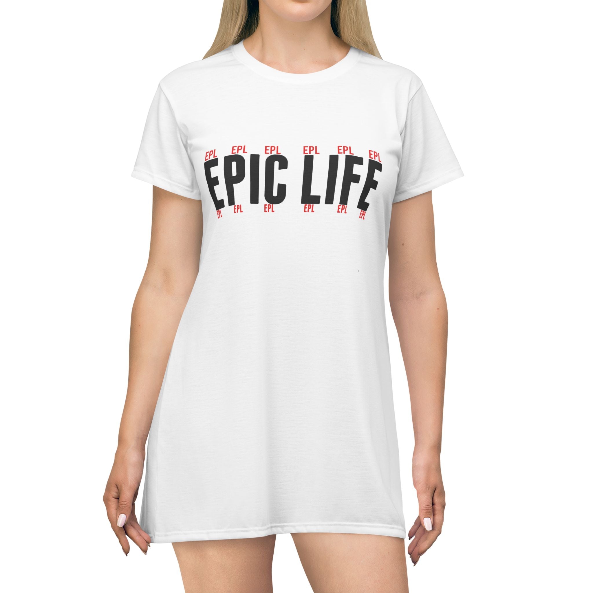 Epic Life T‑Shirt Dress — Graphic Casual Dress with Bold Typography