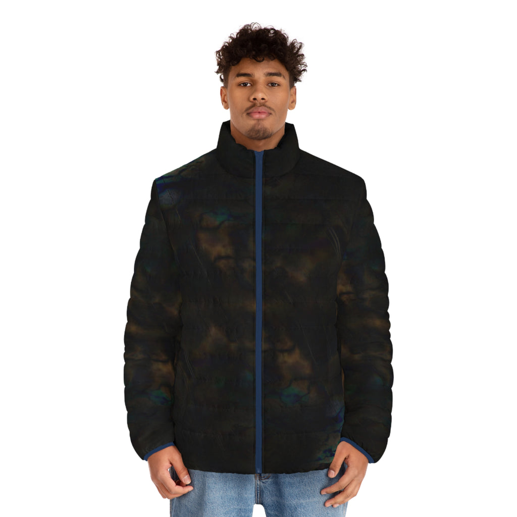 Men's Iridescent Cloud Puffer Jacket — Dark Moody All-Over Print