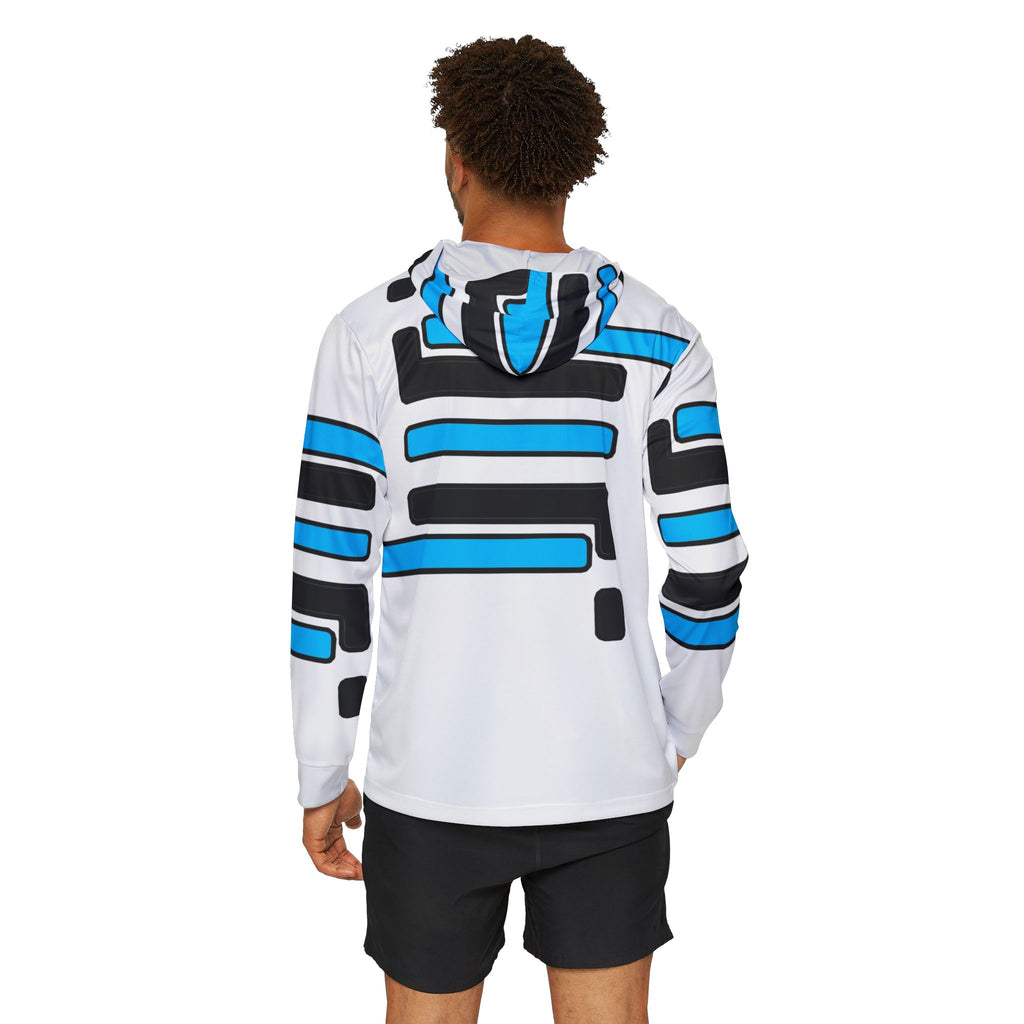 Abstract Blue Stripe Sports Hoodie — Men's Athletic Warmup Hoodie