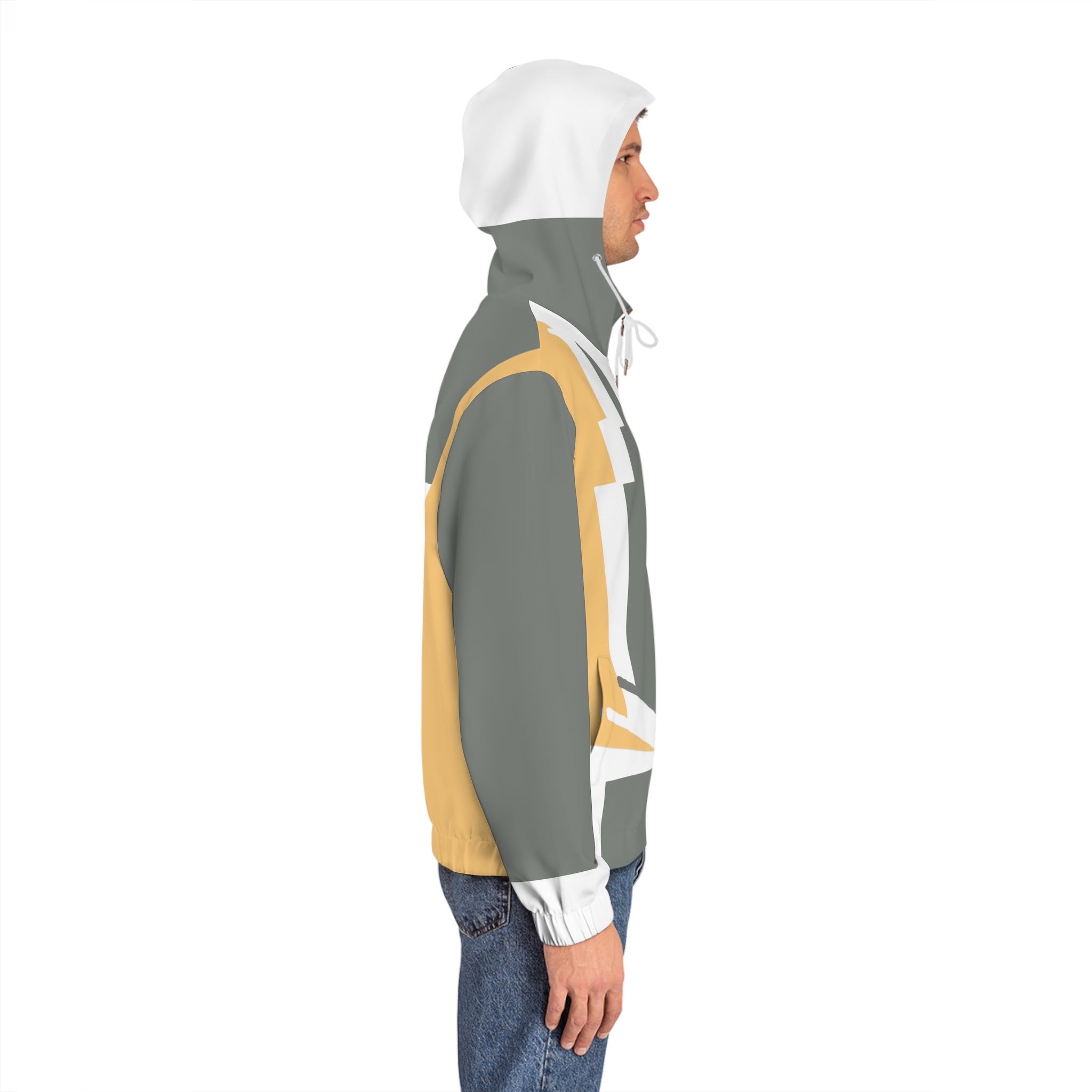 Epic Life Men's Olive & Mustard Geometric Full-Zip Hoodie - Retro All-Over Print Style