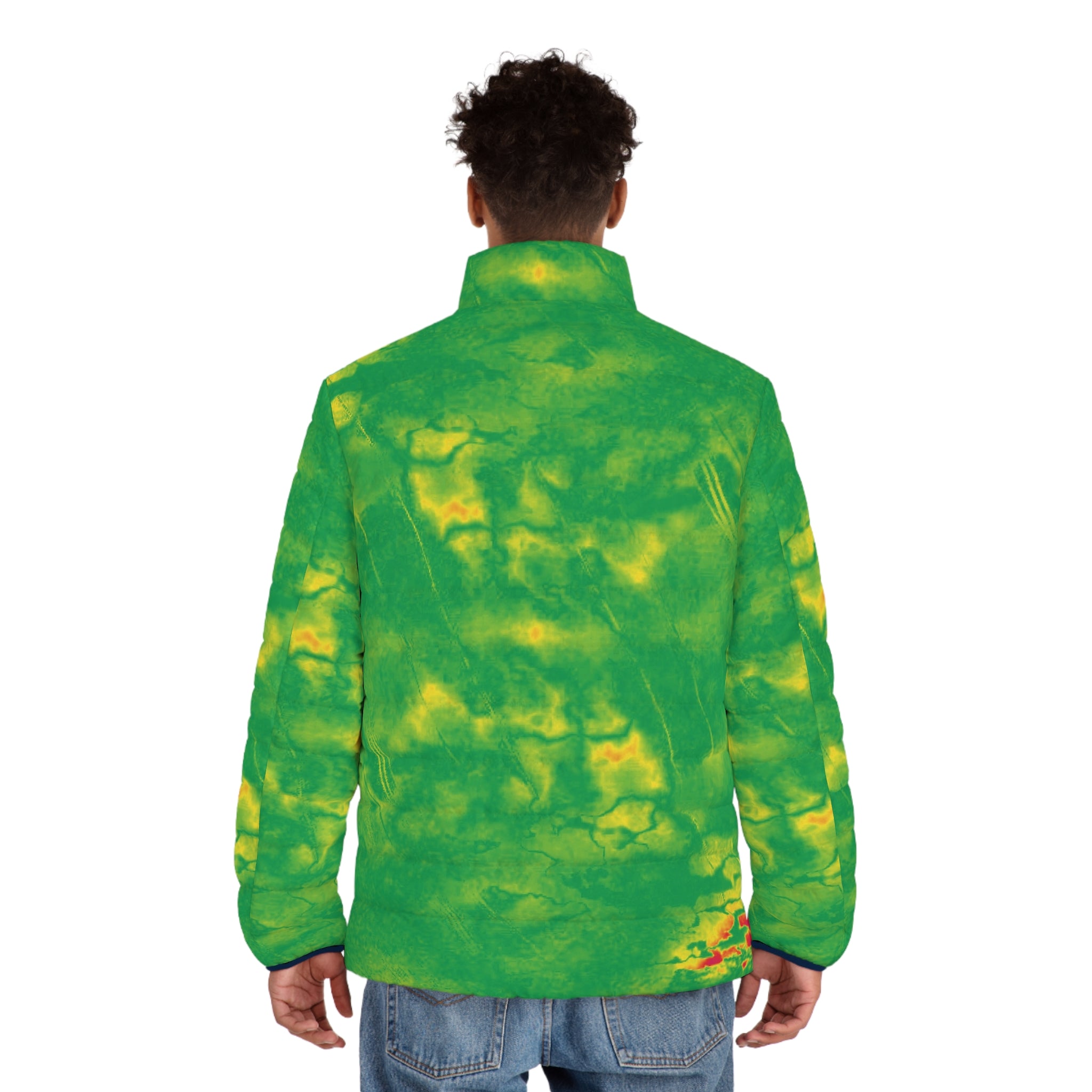 Green Thermal Map Puffer Jacket