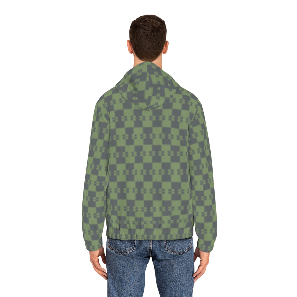 Men's Green Pixel Camo Blurred Blend / Fade Full-Zip Hoodie — All-Over Print