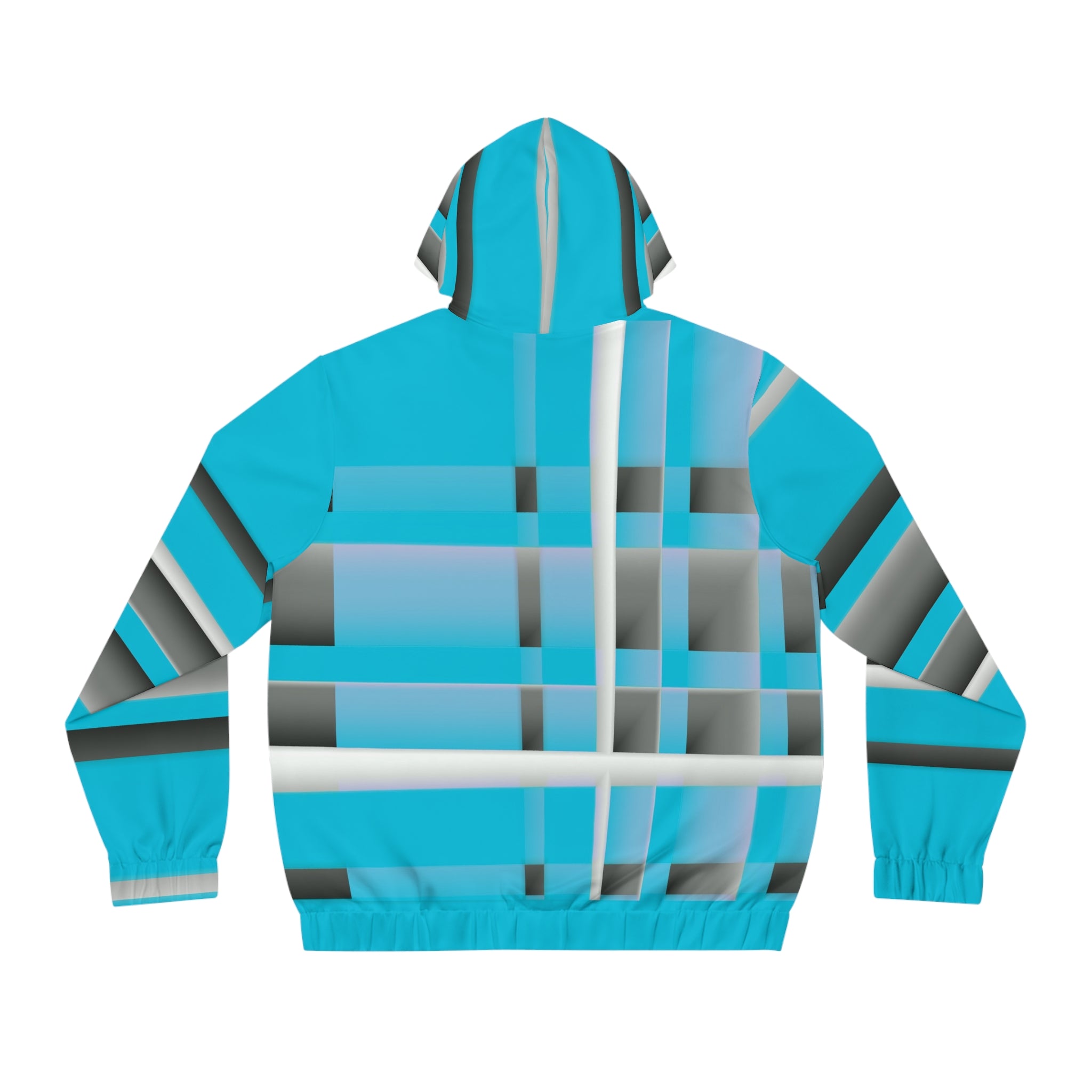 Turquoise Geometric Plaid Full-Zip Hoodie