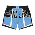 Epic Life Swim Trunks — Blue Graphic All-Over Print Beach Shorts