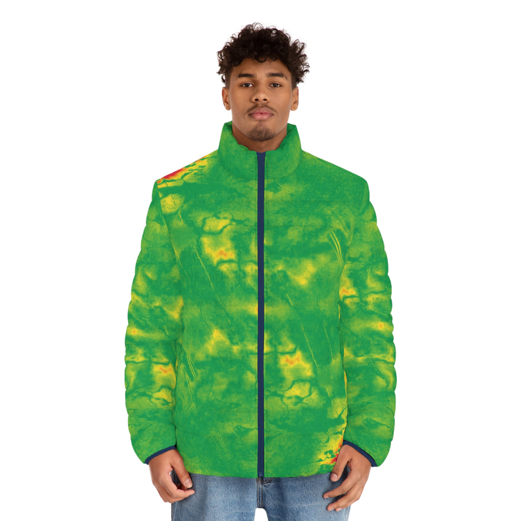Green Thermal Map Puffer Jacket