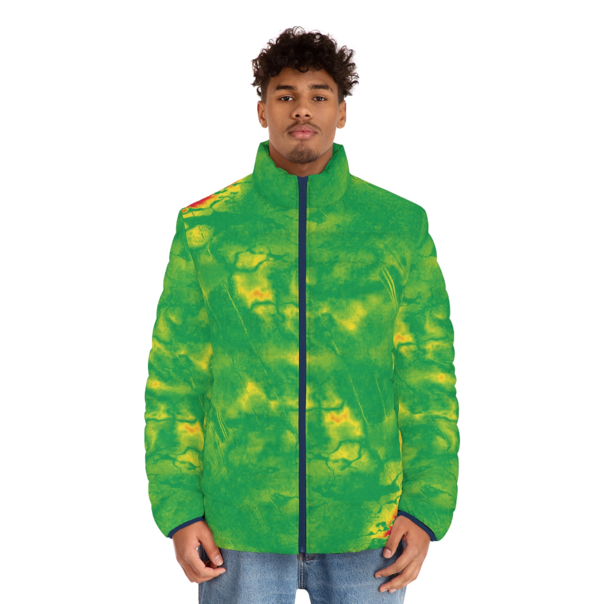 Green Thermal Map Puffer Jacket