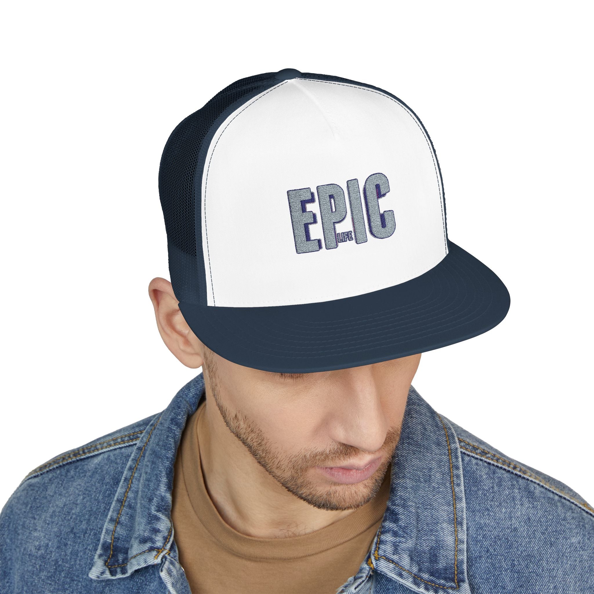 Epic Embroidered 5 Panel Trucker Cap, Cool Hats for Men , Casual Style, Gifts for Dad, Outdoor Adventures, Summer Fashion