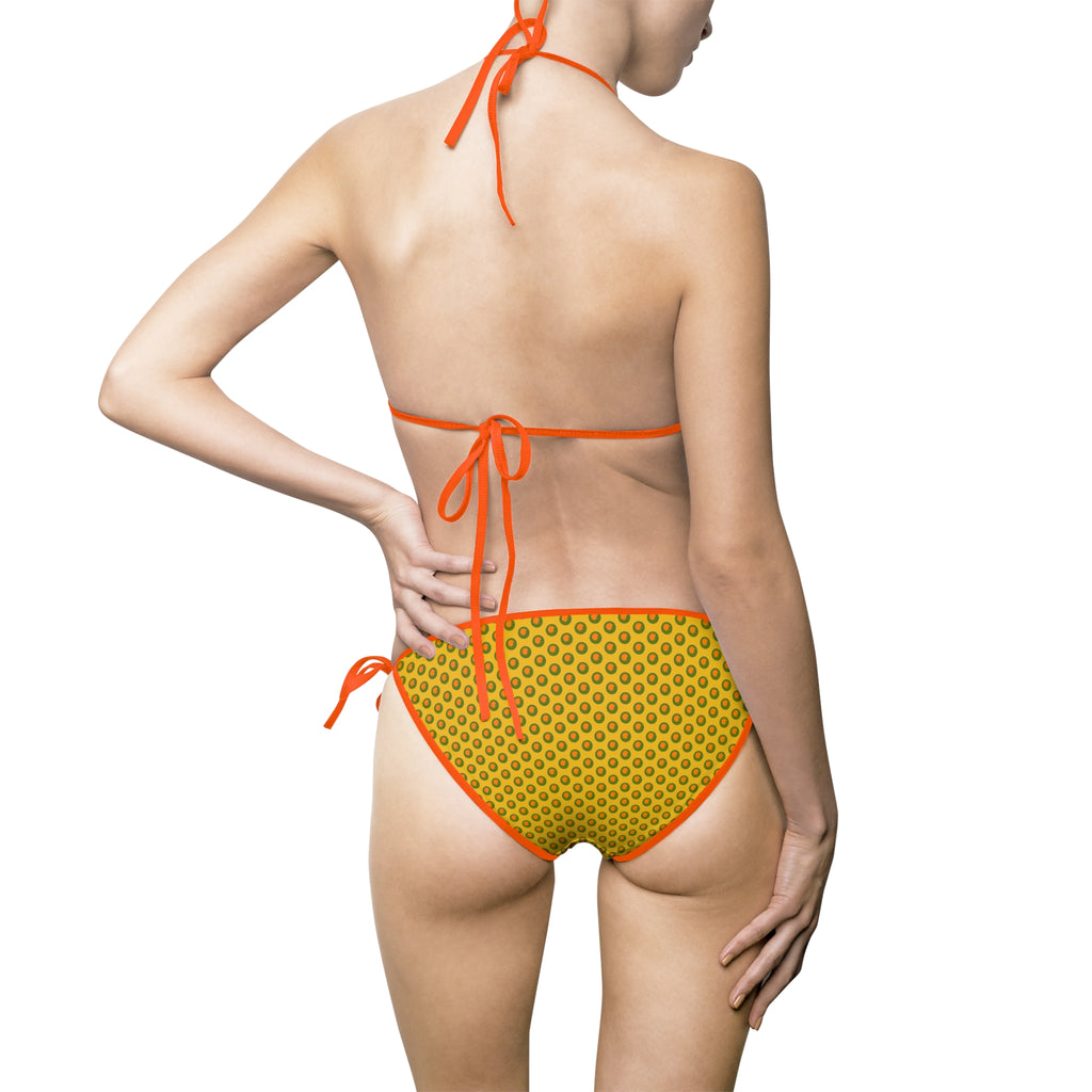 Honeycomb Pattern Triangle Bikini — Yellow Beach Swimsuit