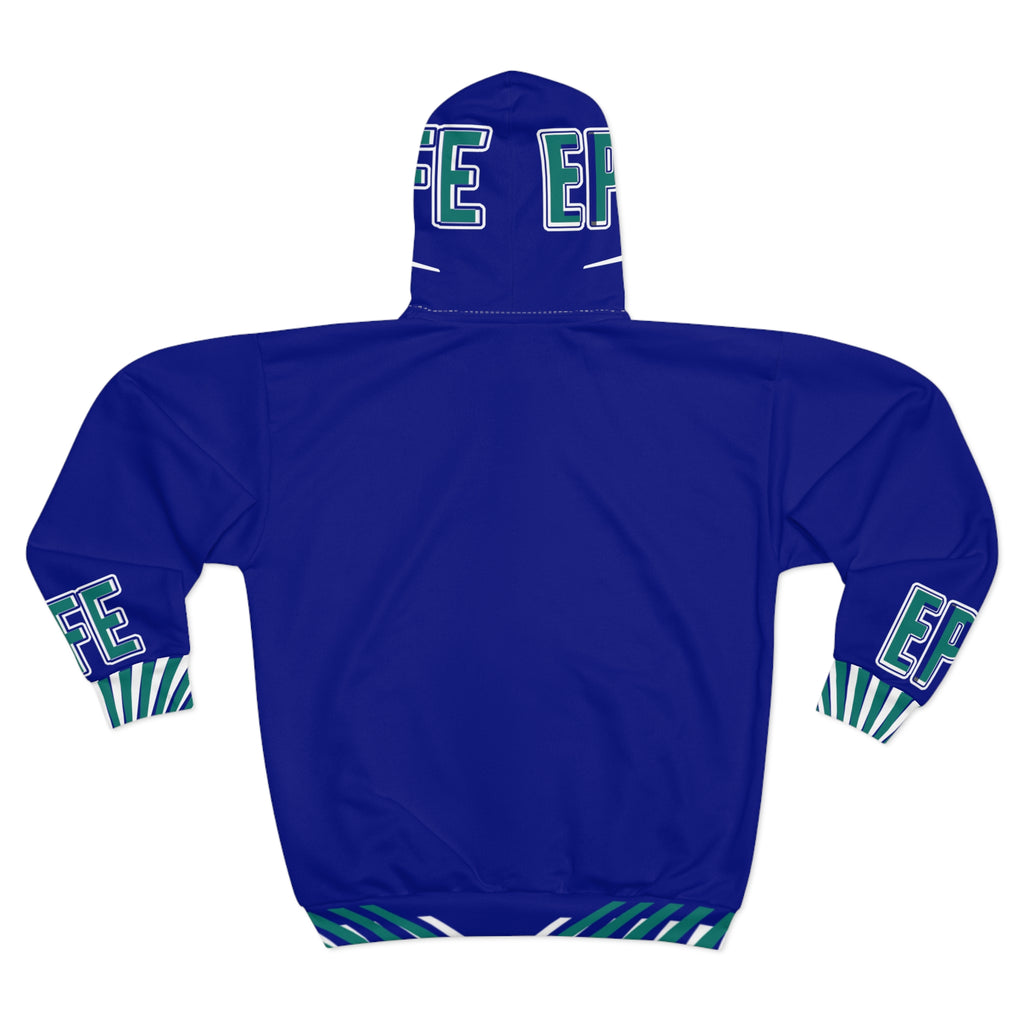 Men's Blue Epic Life Zip Hoodie - All-Over Print Graphic Zip-Up