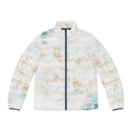 Marble Cloud Puffer Jacket — Men's Lightweight All-Over Print Coat
