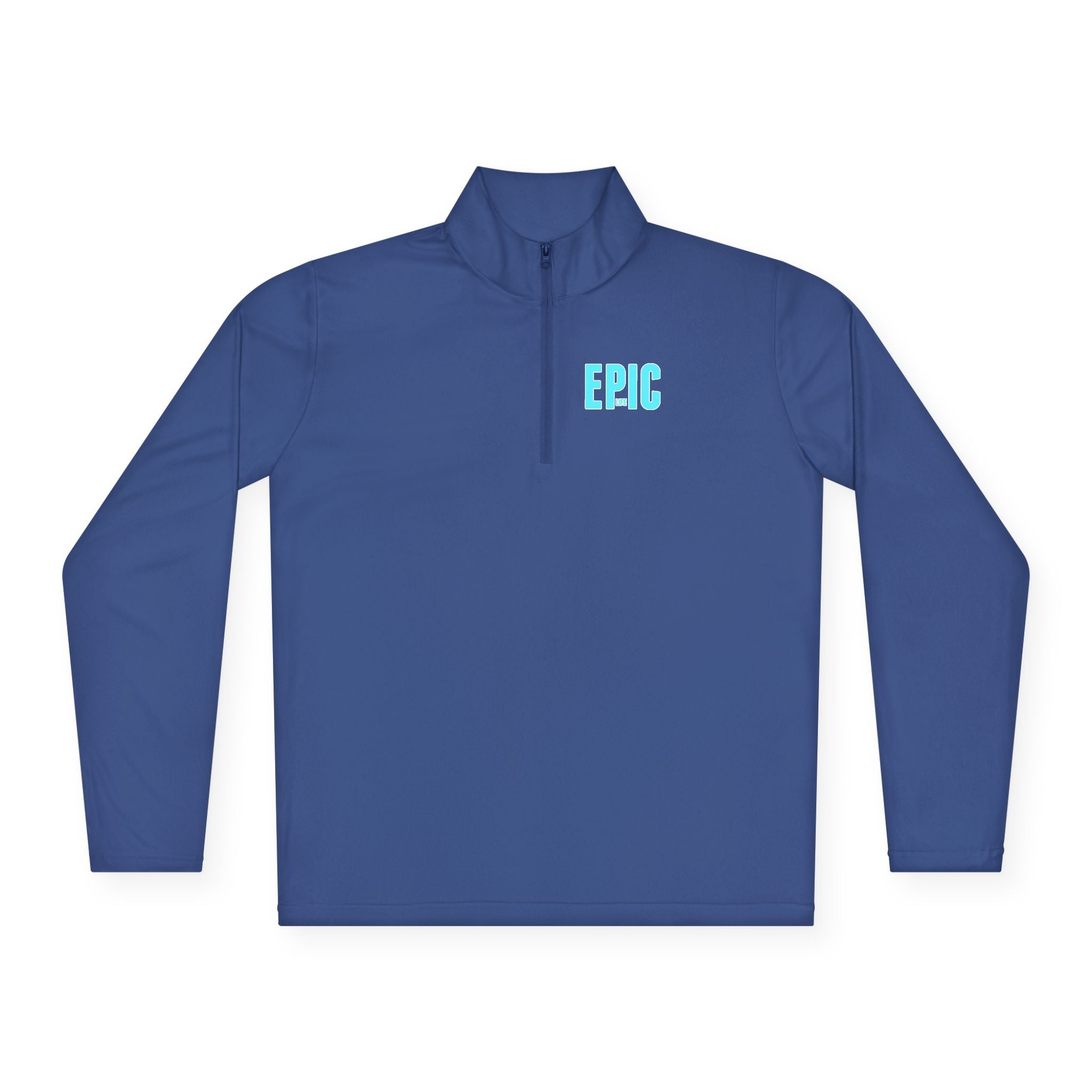 Women’s Epic Quarter-Zip Pullover — Minimal Aqua Logo Zip-Up