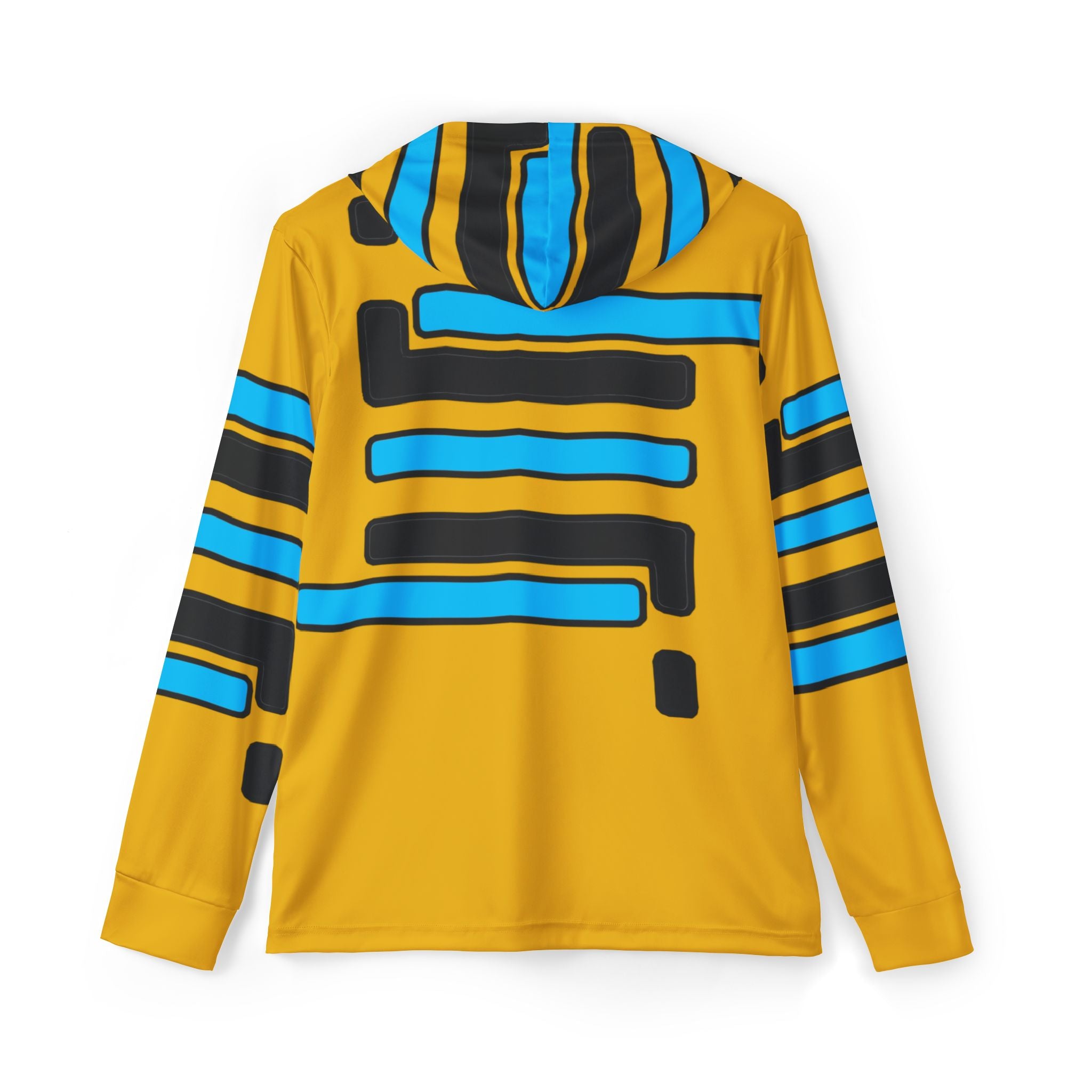 Yellow Blue Striped Athletic Hoodie — Men's Sports Warmup Top