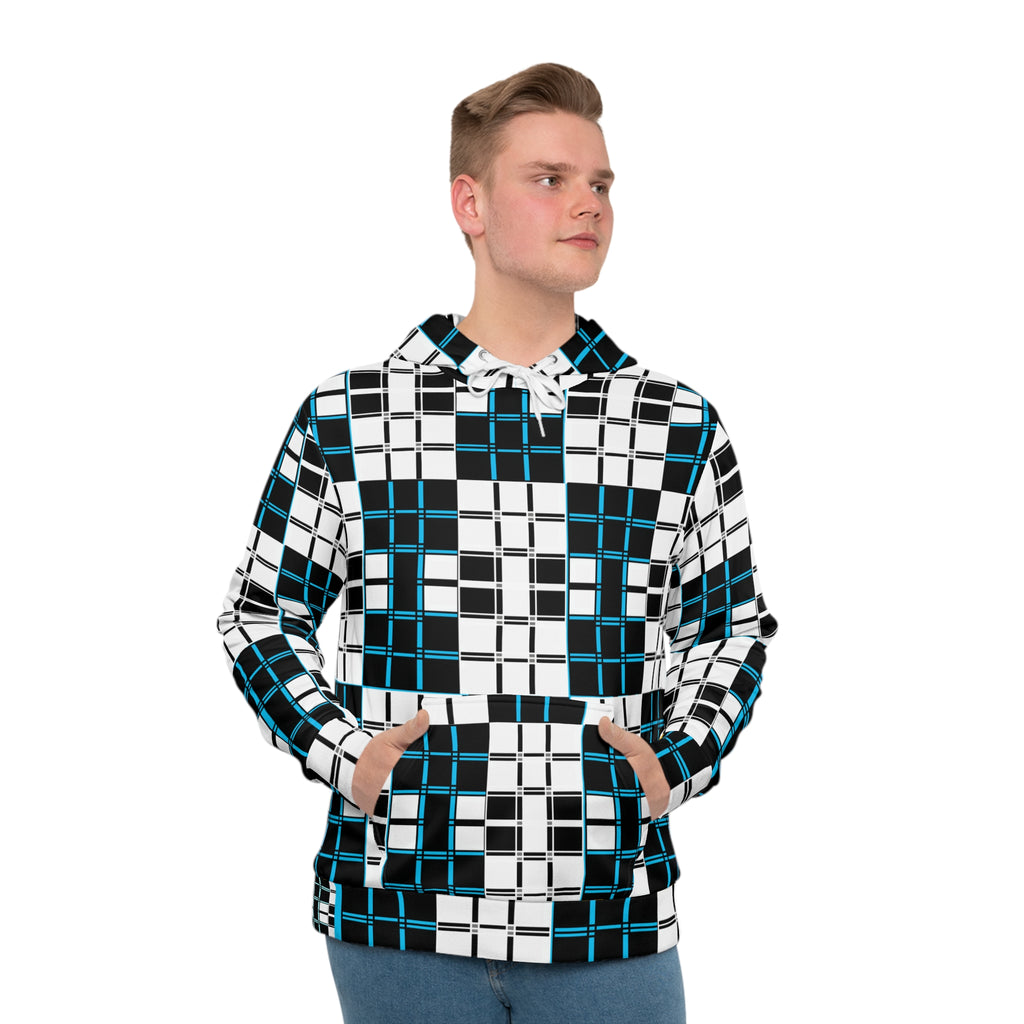 Geometric Grid Plaid Men's All-Over Print Hoodie