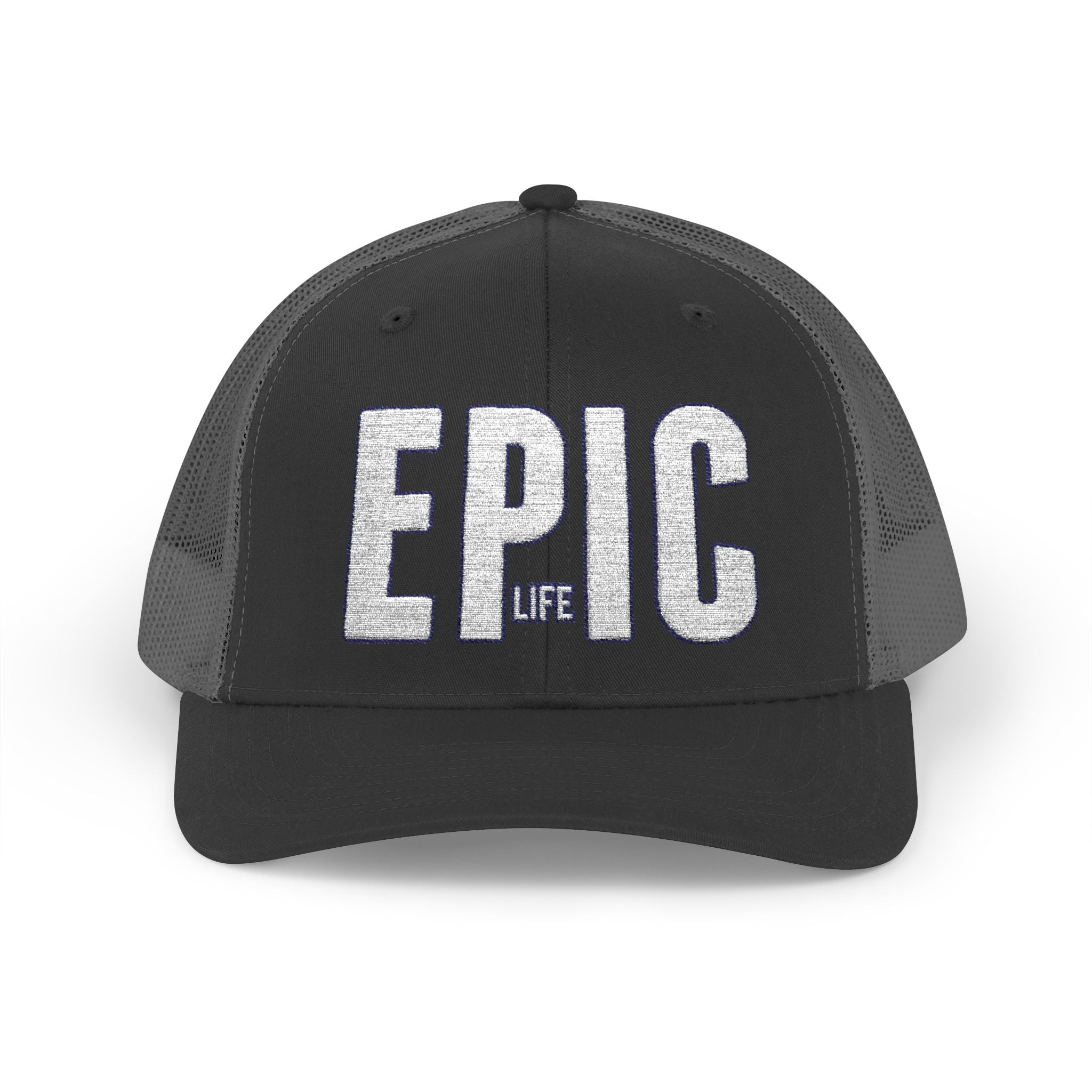 EPIC Trucker Cap — Distressed Bold Logo Snapback Hat