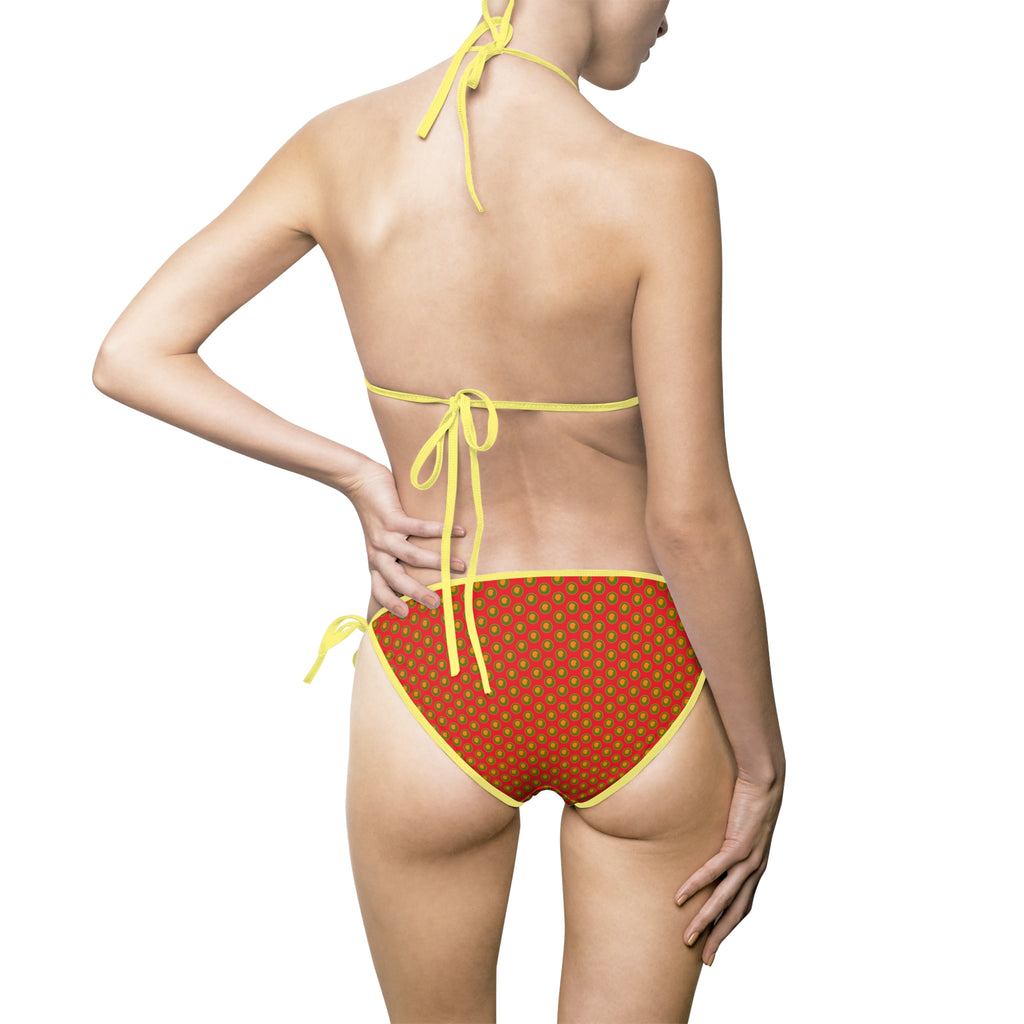 Retro Fruit Dot Bikini — Orange & Green Polka Dot Women's Swimsuit
